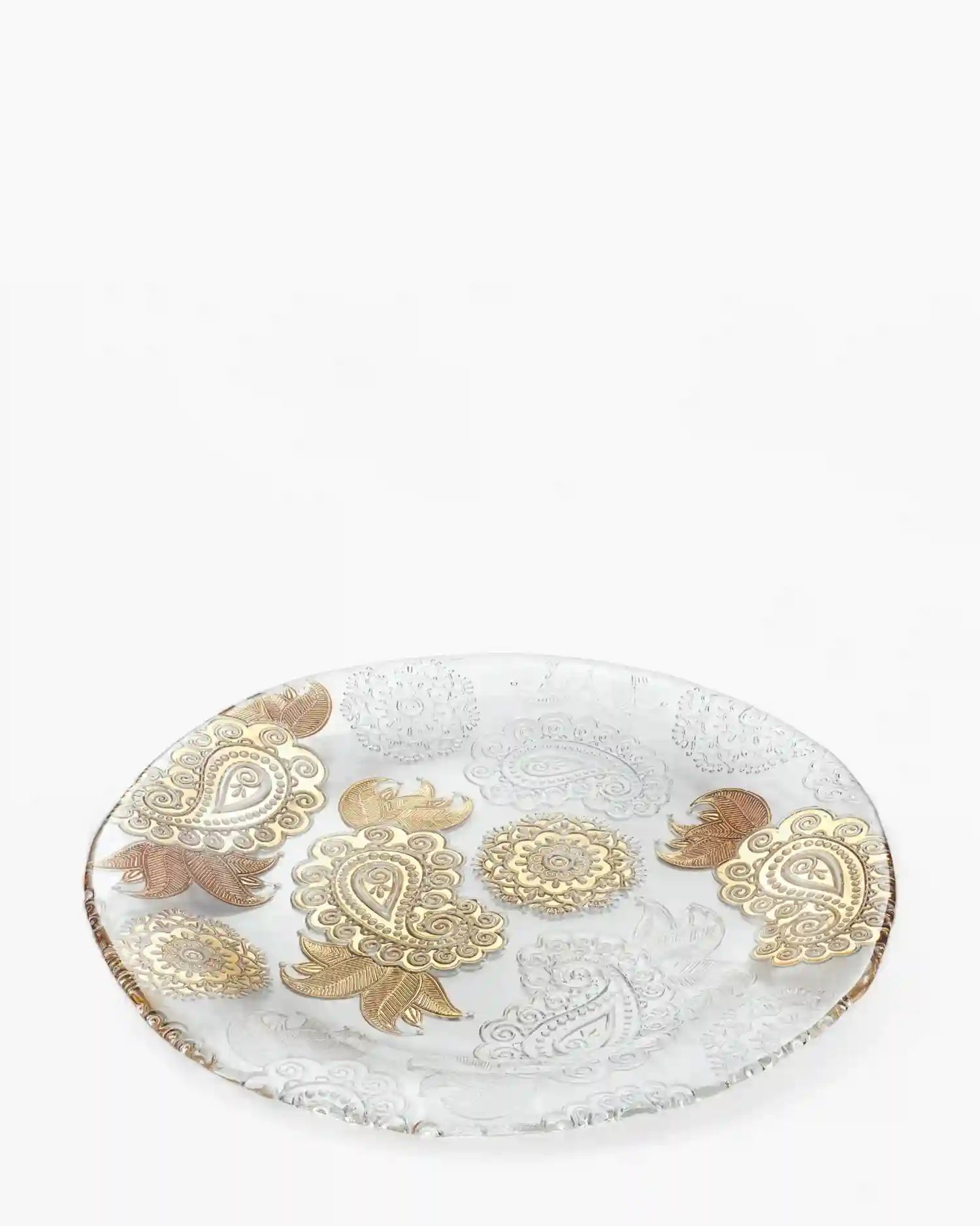 Ivv Pashmina glass plate with gold decoration ø 37 cm - Buy now on ShopDecor - Discover the best products by IVV design