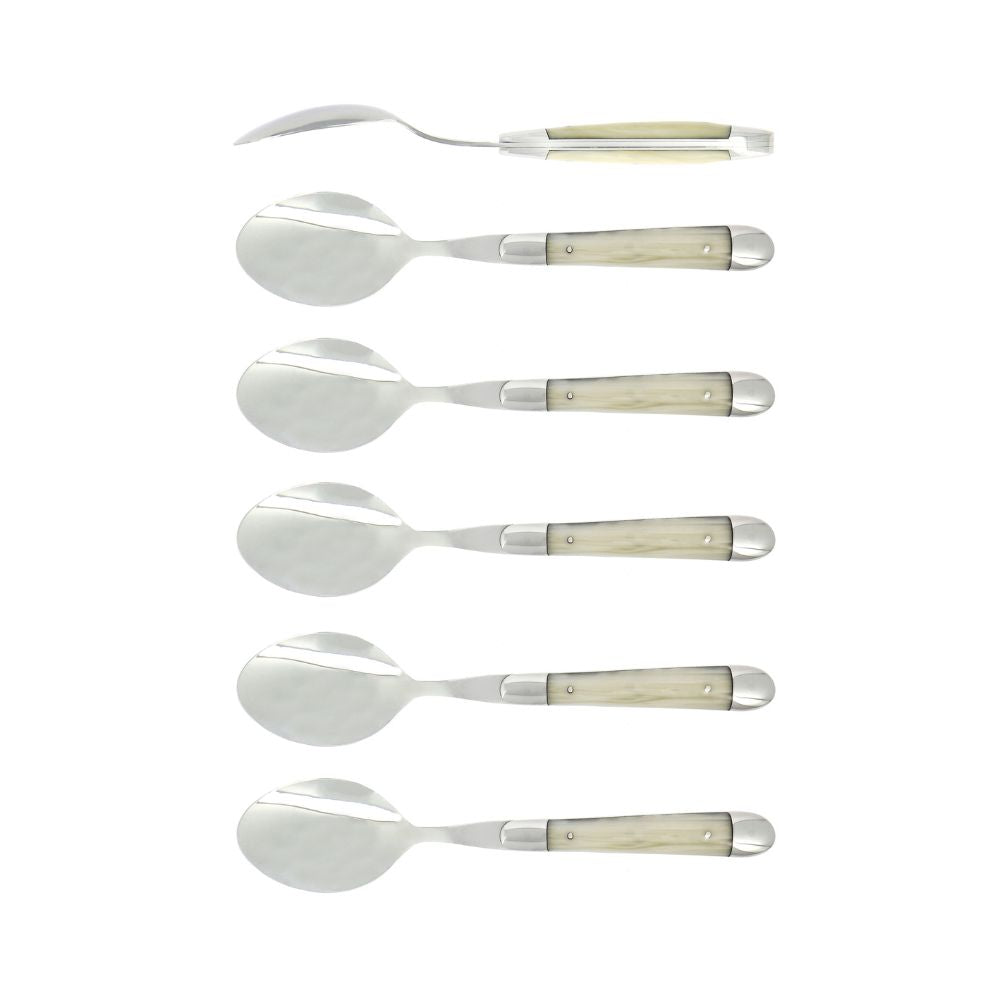 Forge de Laguiole Tradition set 6 coffee spoons with acrylic handle White - Buy now on ShopDecor - Discover the best products by FORGE DE LAGUIOLE design