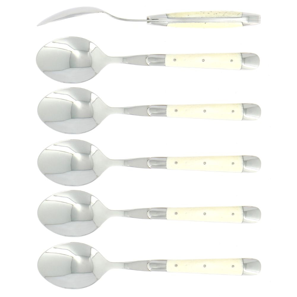 Forge de Laguiole Tradition set 6 soup spoons with bone handle - Buy now on ShopDecor - Discover the best products by FORGE DE LAGUIOLE design