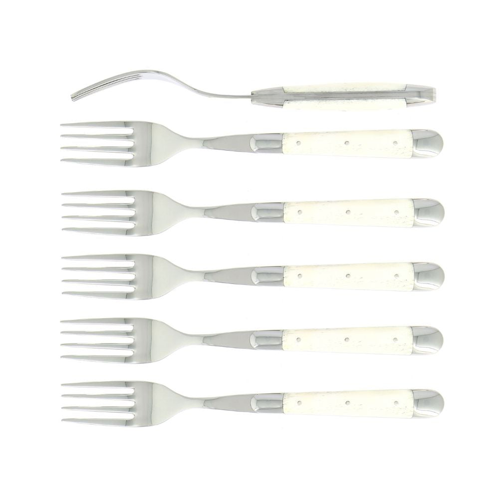 Forge de Laguiole Tradition table forks set with bone handle Set 6 - Buy now on ShopDecor - Discover the best products by FORGE DE LAGUIOLE design