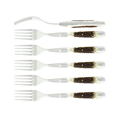 Forge de Laguiole Tradition table forks set with deer antler handle Set 6 - Buy now on ShopDecor - Discover the best products by FORGE DE LAGUIOLE design
