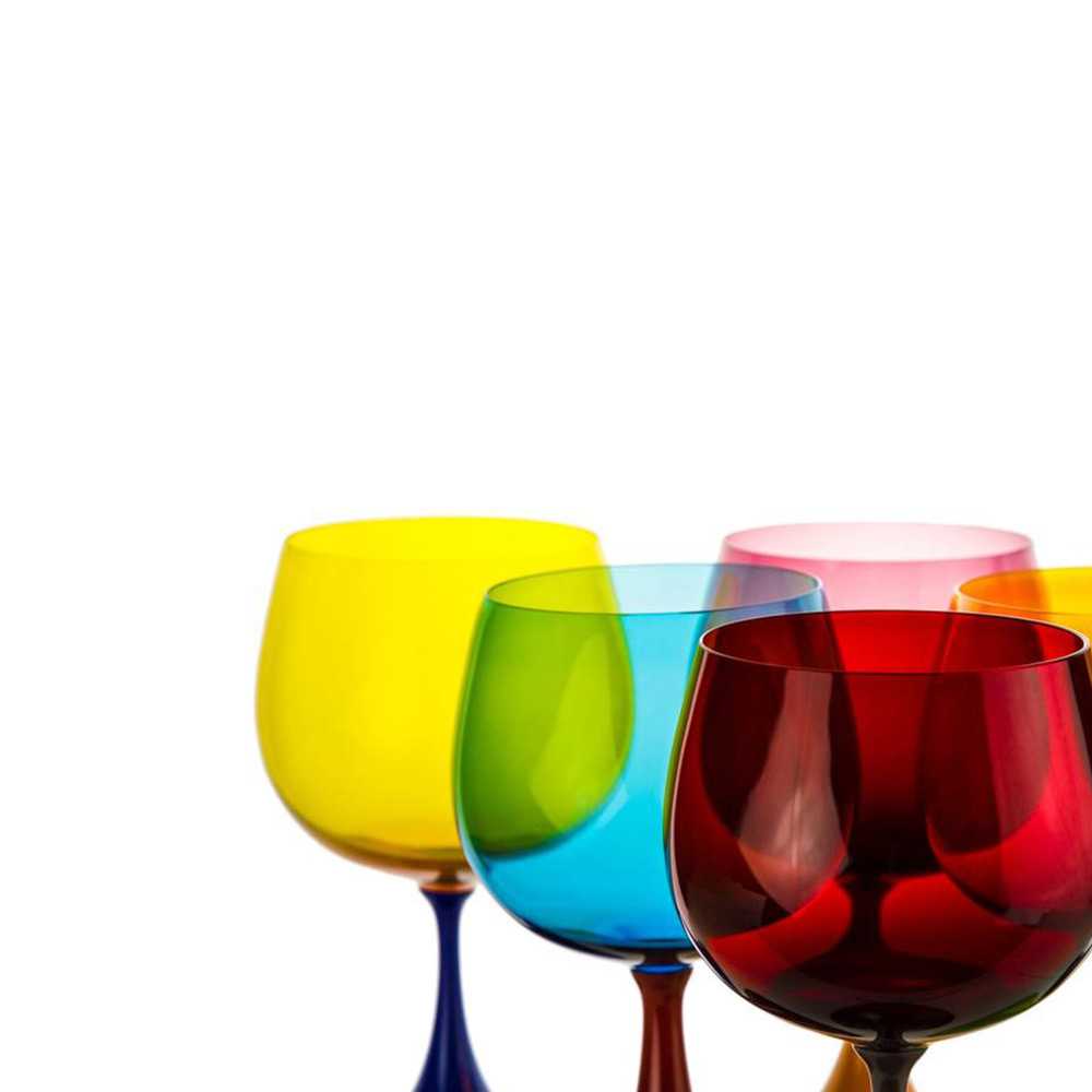 Nason Moretti Burlesque set 12 bourgogne red wine chalice different colors - Buy now on ShopDecor - Discover the best products by NASON MORETTI design
