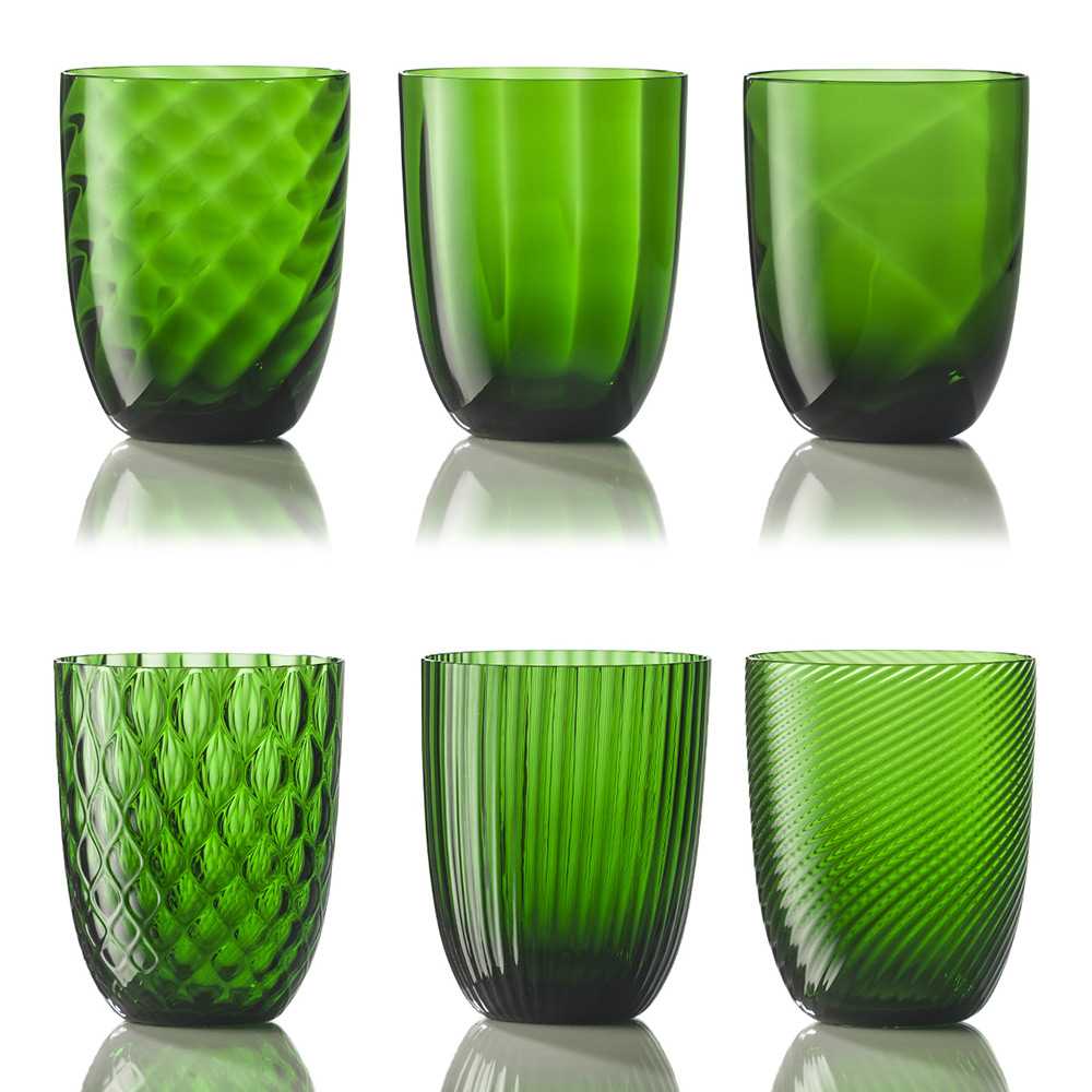 Nason Moretti Idra set 6 water glasses different texture Nason Moretti Green - Buy now on ShopDecor - Discover the best products by NASON MORETTI design
