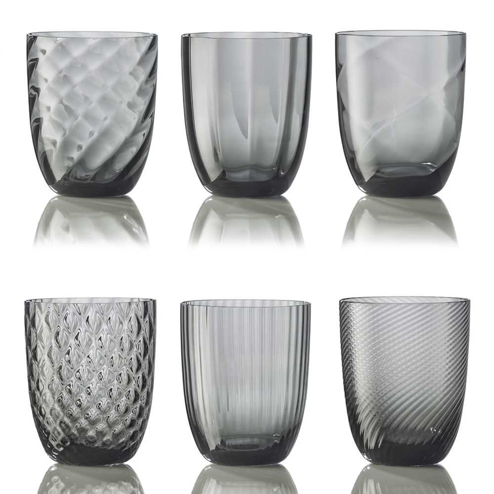 Nason Moretti Idra set 6 water glasses different texture Nason Moretti Grey - Buy now on ShopDecor - Discover the best products by NASON MORETTI design