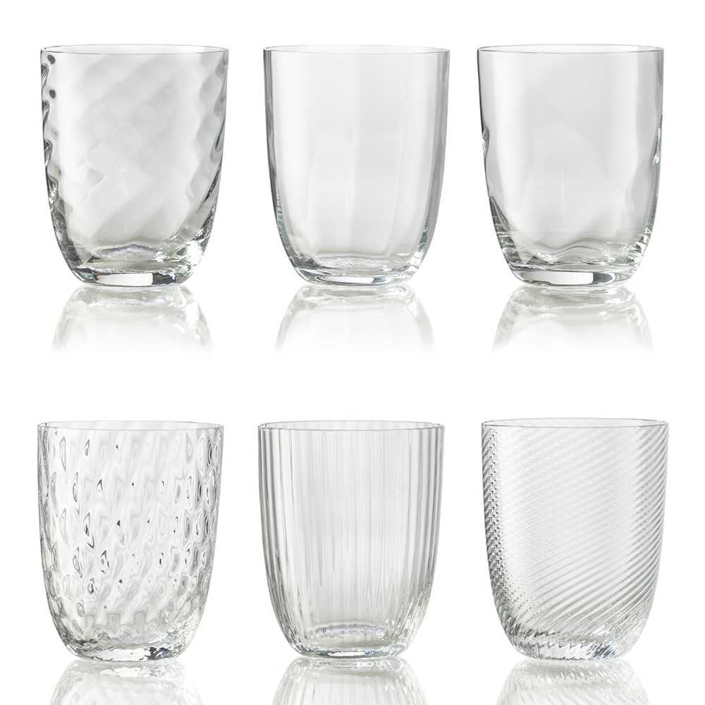 Nason Moretti Idra set 6 water glasses different texture Transparent - Buy now on ShopDecor - Discover the best products by NASON MORETTI design