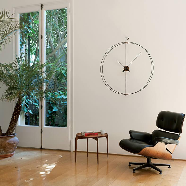 Nomon Barcelona wall clock with black structure and inserts in walnut wood - Buy now on ShopDecor - Discover the best products by NOMON design
