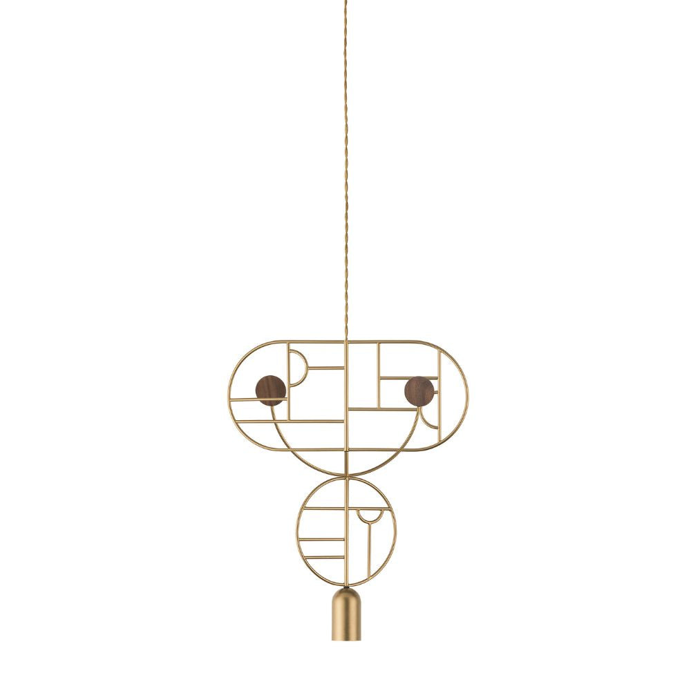 Nomon Wooden Dots pendant lamp gold structure 2 elements Walnut WDS07 - Buy now on ShopDecor - Discover the best products by NOMON design