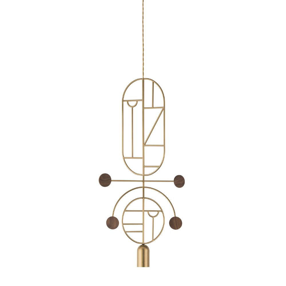 Nomon Wooden Dots pendant lamp gold structure 2 elements Walnut WDS08 - Buy now on ShopDecor - Discover the best products by NOMON design