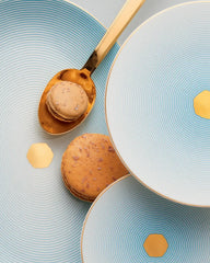 Raynaud Aura coupe dinner plate in Limoges porcelain with light blue decoration - Buy now on ShopDecor - Discover the best products by RAYNAUD design