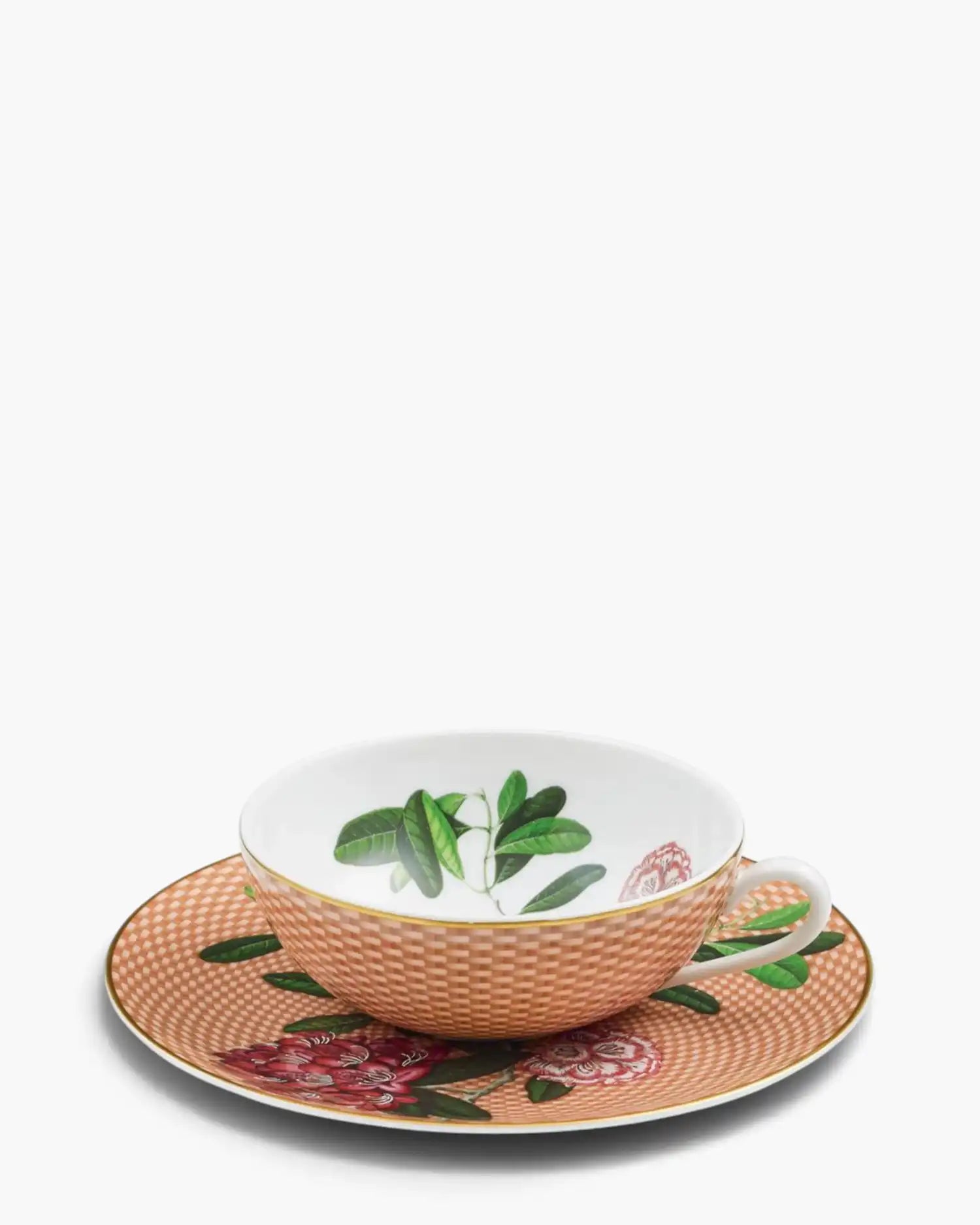 Raynaud Trésor Fleuri tea cup with saucer in Limoges porcelain with coloured decoration Beige Rhododendron 22 cl - Buy now on ShopDecor - Discover the best products by RAYNAUD design