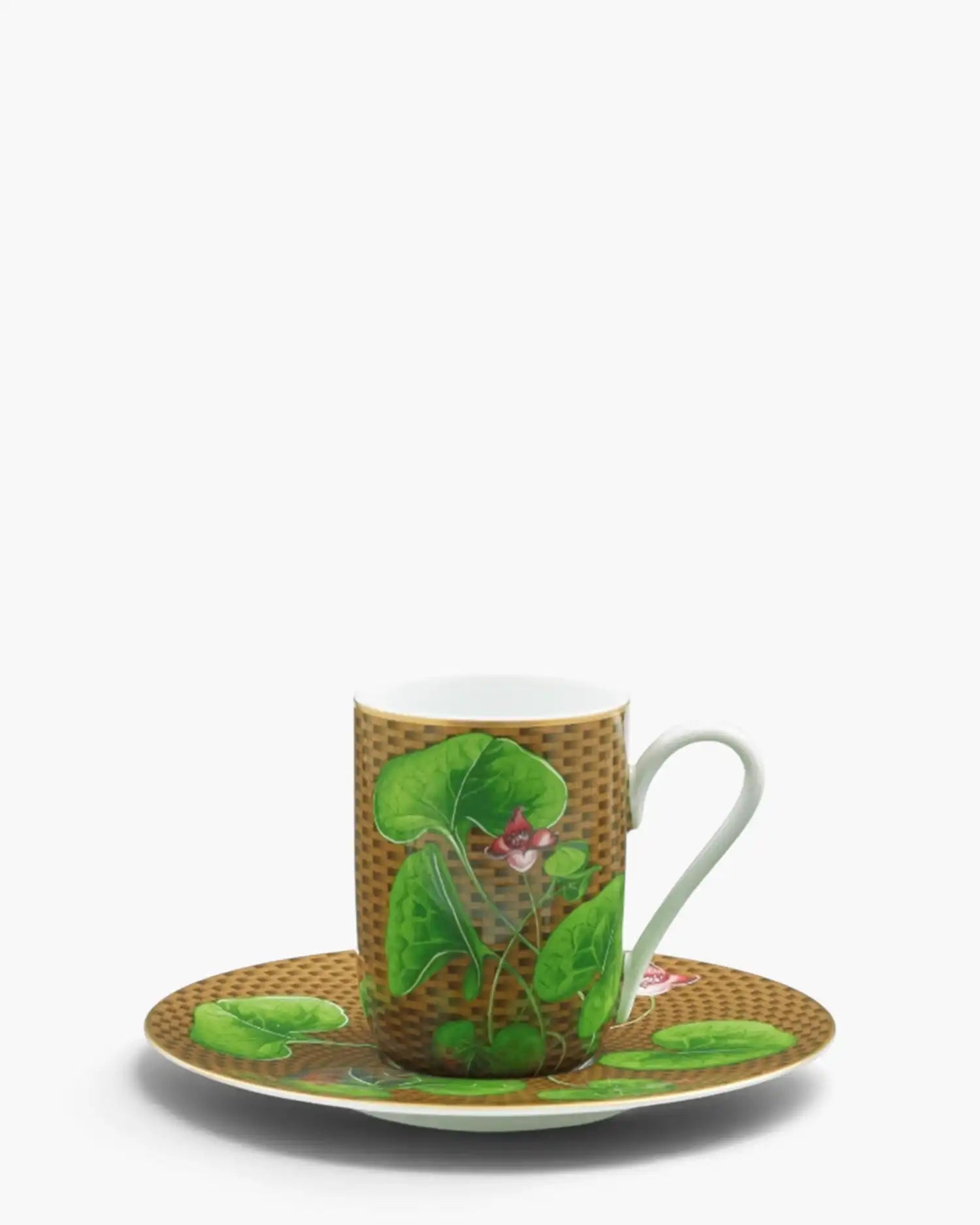 Raynaud Trésor Fleuri coffee cup with saucer in Limoges porcelain with coloured decoration Asarum Chestnut Espresso - Buy now on ShopDecor - Discover the best products by RAYNAUD design
