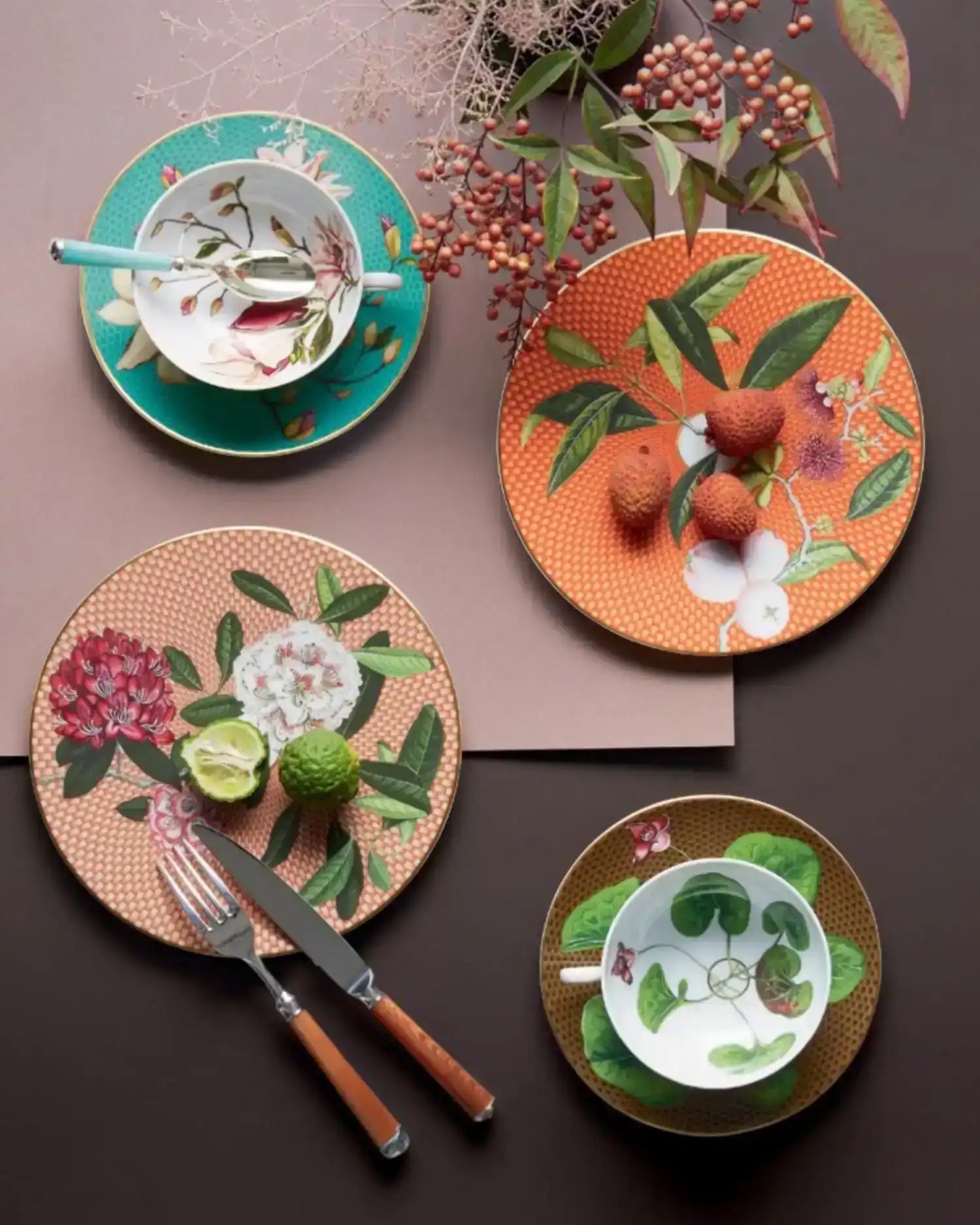 Raynaud Trésor Fleuri tea cup with saucer in Limoges porcelain with coloured decoration - Buy now on ShopDecor - Discover the best products by RAYNAUD design