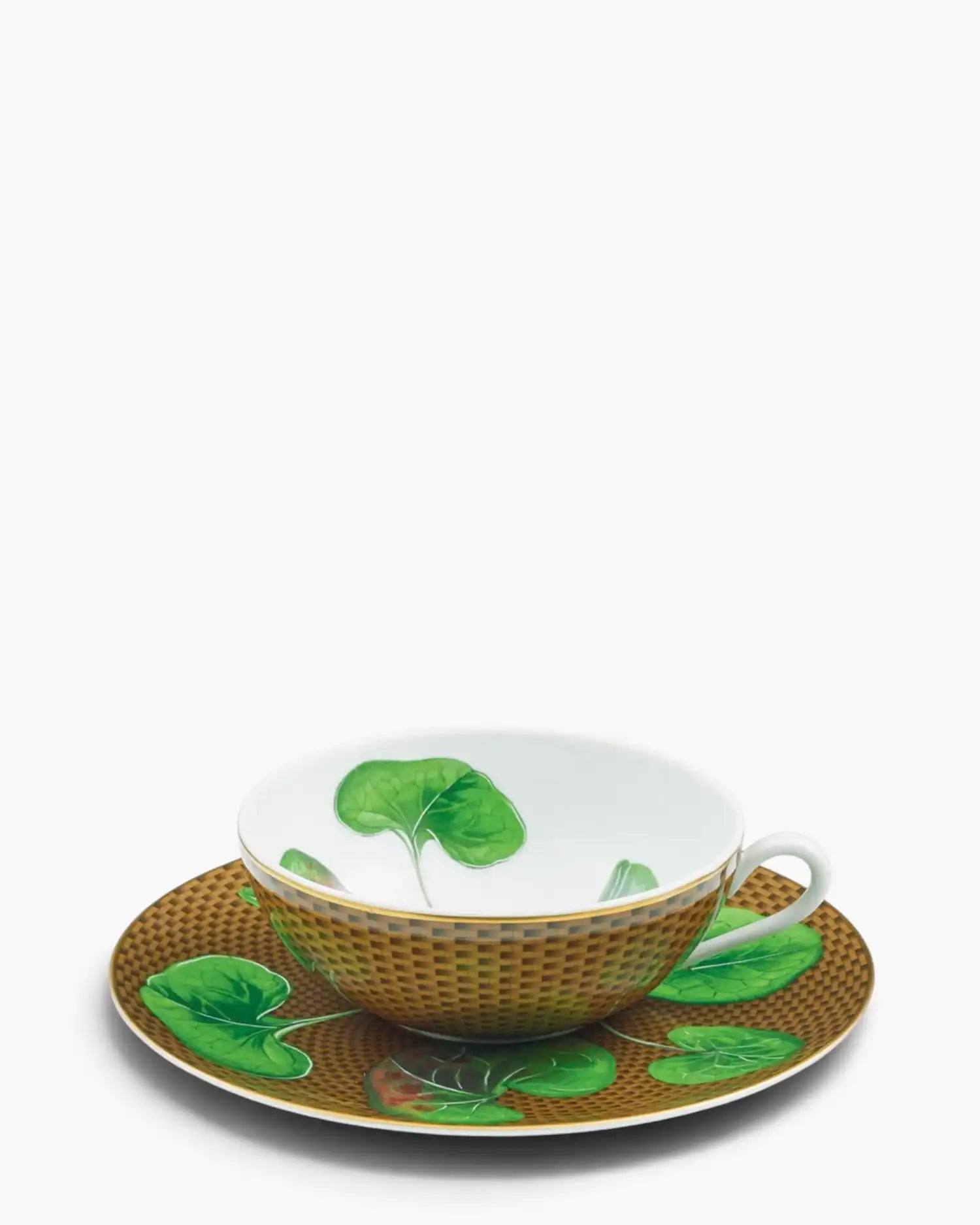 Raynaud Trésor Fleuri tea cup with saucer in Limoges porcelain with coloured decoration Asarum Chestnut 22 cl - Buy now on ShopDecor - Discover the best products by RAYNAUD design