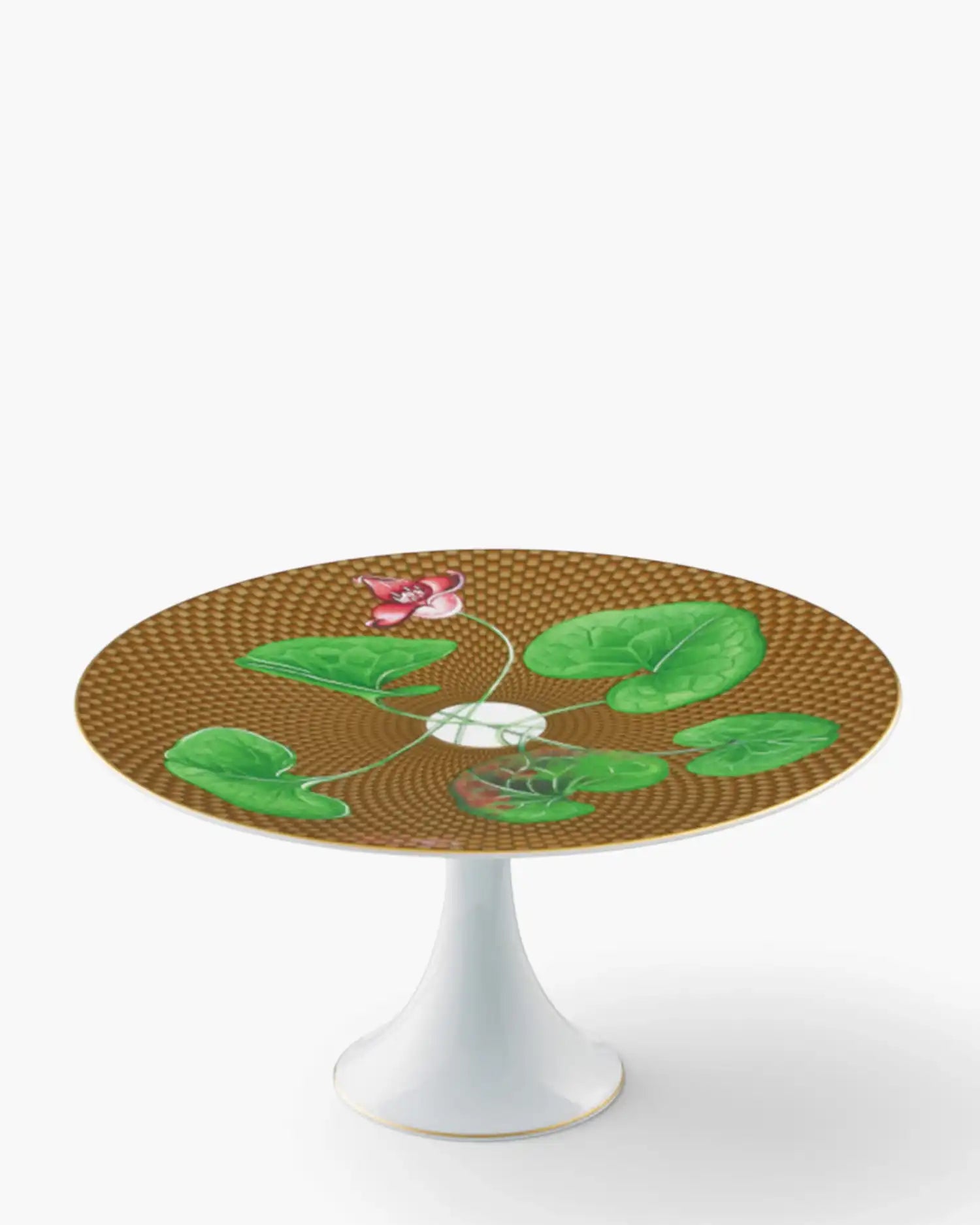 Raynaud Trésor Fleuri petit four stand with gift box in Limoges porcelain with coloured decoration Asarum Chestnut ∅ 22 cm - Buy now on ShopDecor - Discover the best products by RAYNAUD design