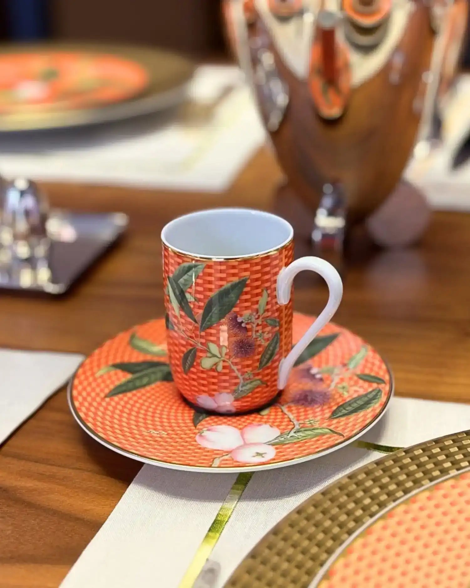 Raynaud Trésor Fleuri coffee cup with saucer in Limoges porcelain with coloured decoration - Buy now on ShopDecor - Discover the best products by RAYNAUD design