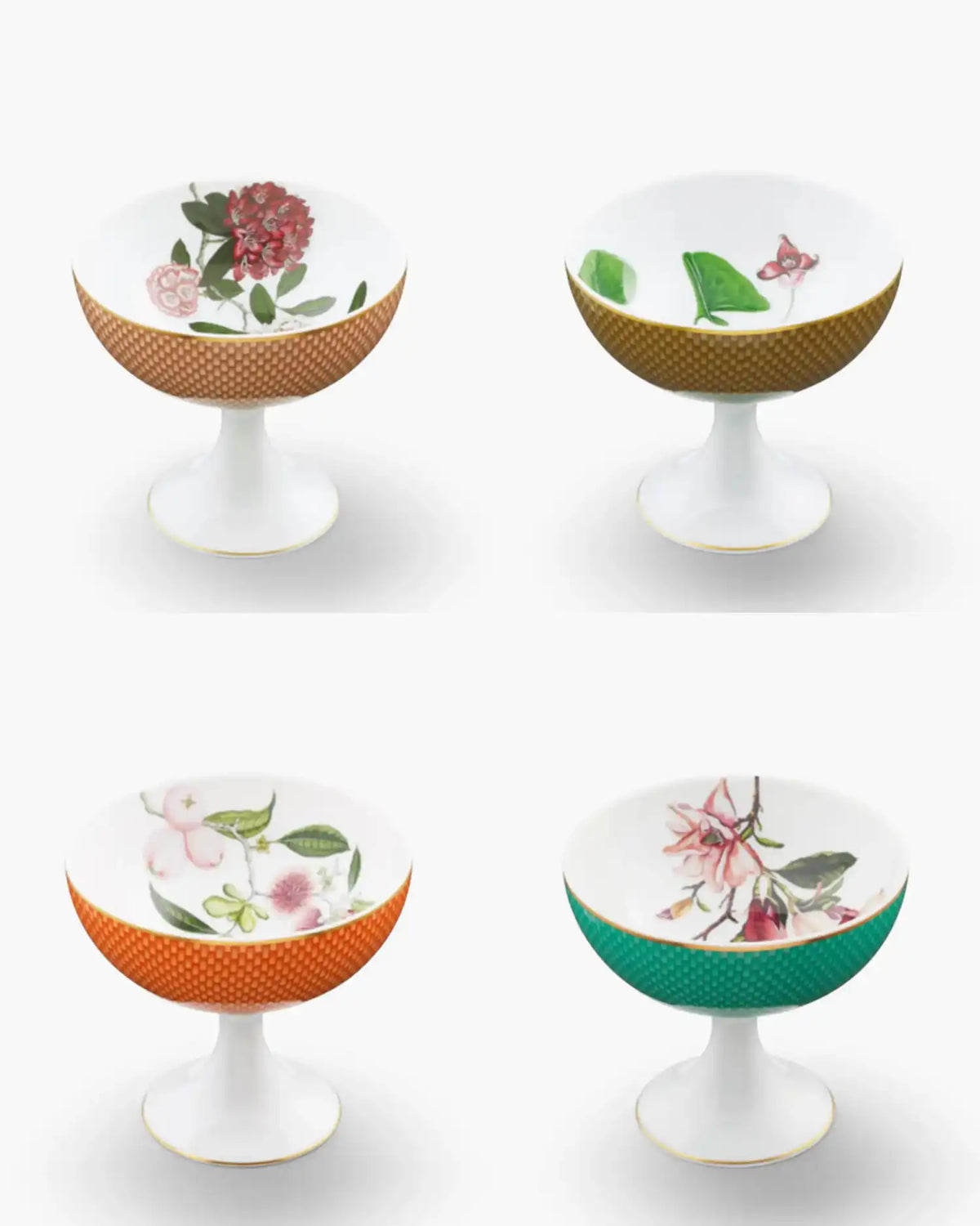 Raynaud Trésor Fleuri set of 4 sundae cups in Limoges porcelain with multicoloured decoration - Buy now on ShopDecor - Discover the best products by RAYNAUD design