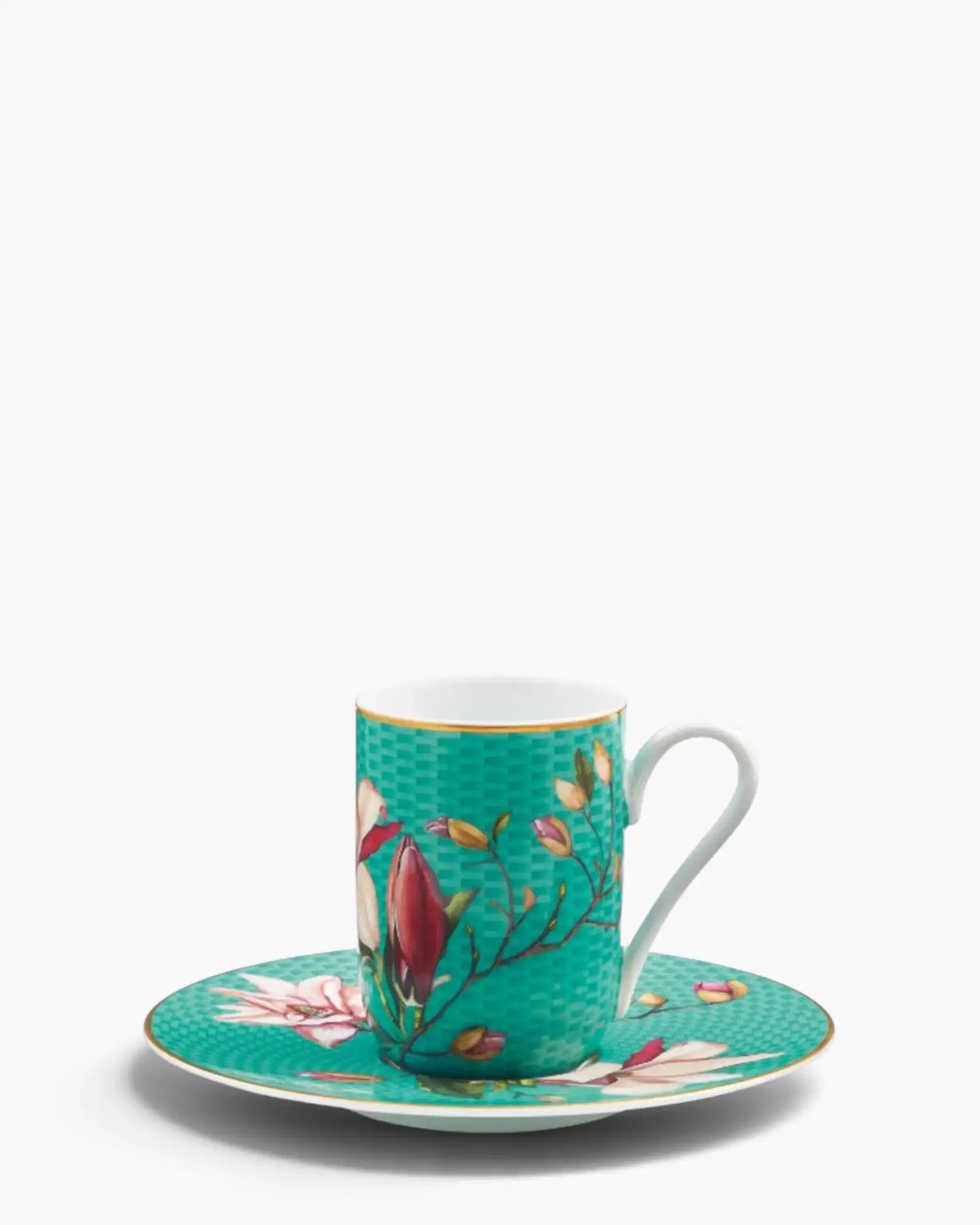Raynaud Trésor Fleuri coffee cup with saucer in Limoges porcelain with coloured decoration Turquoise Magnolia Espresso - Buy now on ShopDecor - Discover the best products by RAYNAUD design