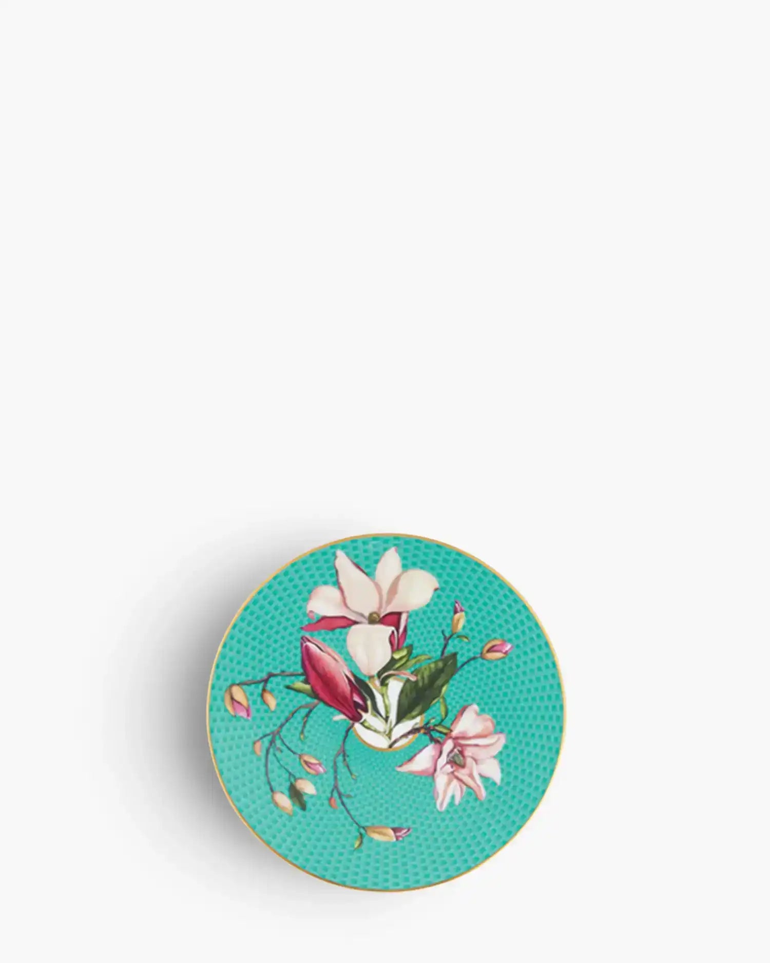 Raynaud Trésor Fleuri coupe dinner plate in Limoges porcelain with coloured decoration Turquoise Magnolia ∅ 16 cm - Buy now on ShopDecor - Discover the best products by RAYNAUD design
