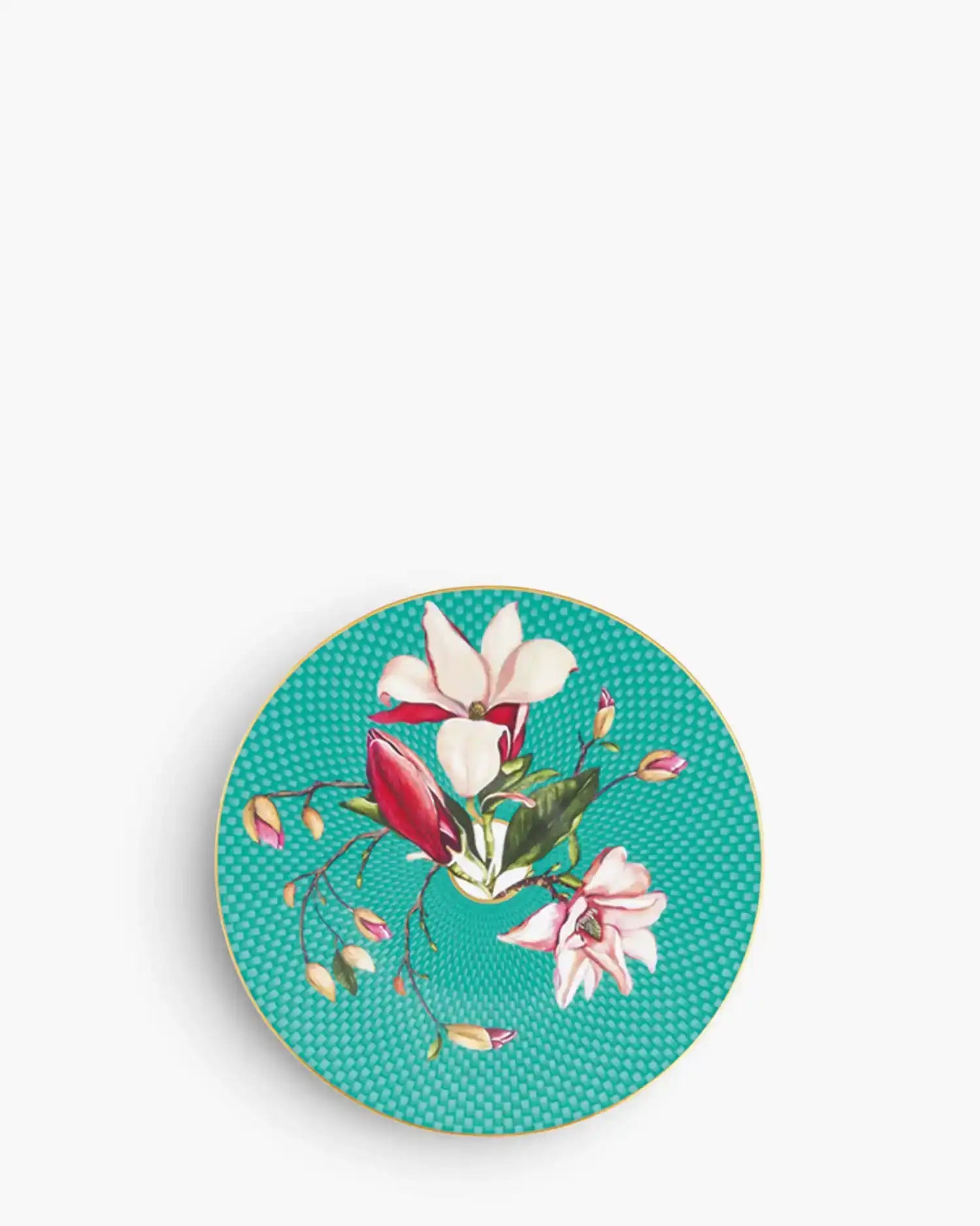 Raynaud Trésor Fleuri coupe dinner plate in Limoges porcelain with coloured decoration Turquoise Magnolia ∅ 22 cm - Buy now on ShopDecor - Discover the best products by RAYNAUD design