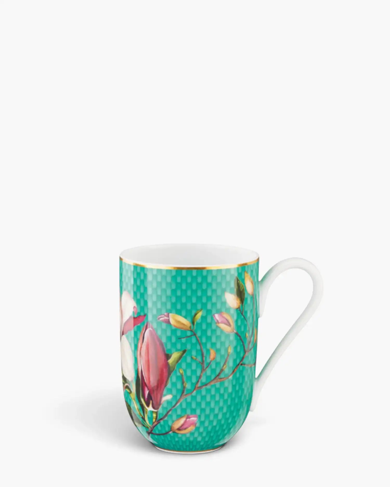 Raynaud Trésor Fleuri mug in Limoges porcelain with coloured decoration Turquoise Magnolia - Buy now on ShopDecor - Discover the best products by RAYNAUD design