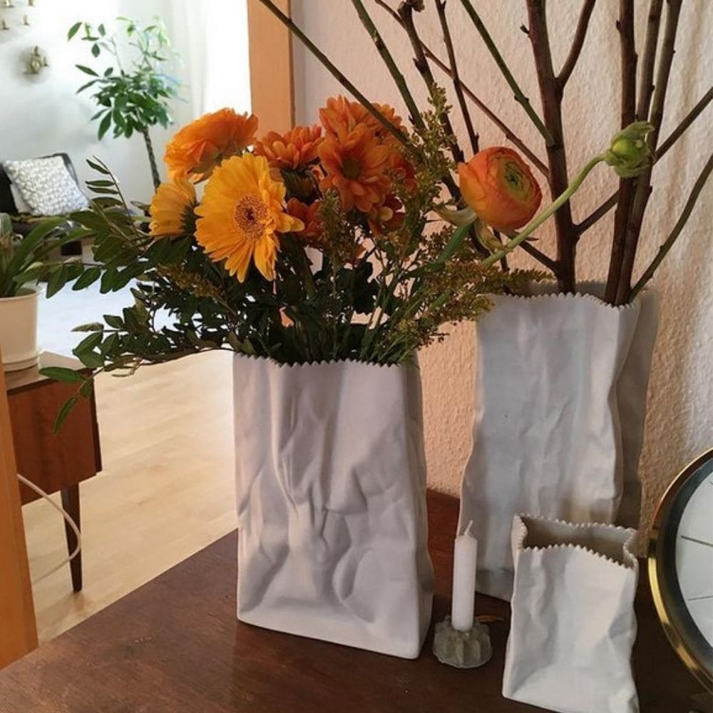 Rosenthal Do Not Litter bag vase h 22 cm white-mat polished - Buy now on ShopDecor - Discover the best products by ROSENTHAL design