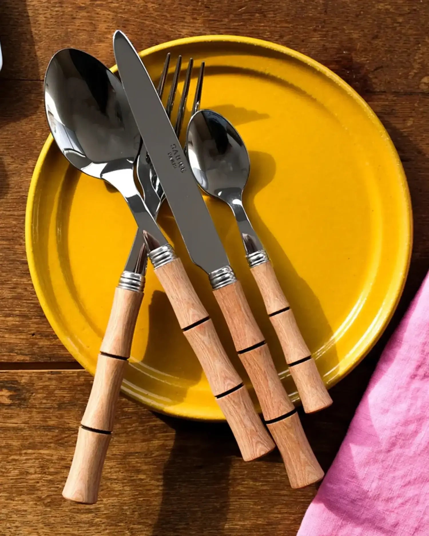Sabre Paris Bamboo 5-piece stainless steel cutlery set with wood handles - Buy now on ShopDecor - Discover the best products by SABRE PARIS design