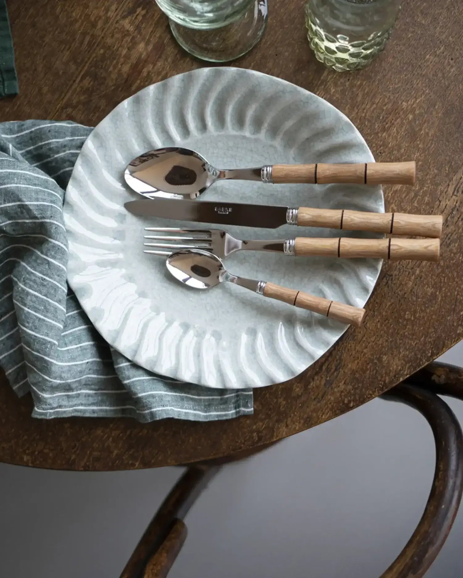Sabre Paris Bamboo 5-piece stainless steel cutlery set with wood handles - Buy now on ShopDecor - Discover the best products by SABRE PARIS design