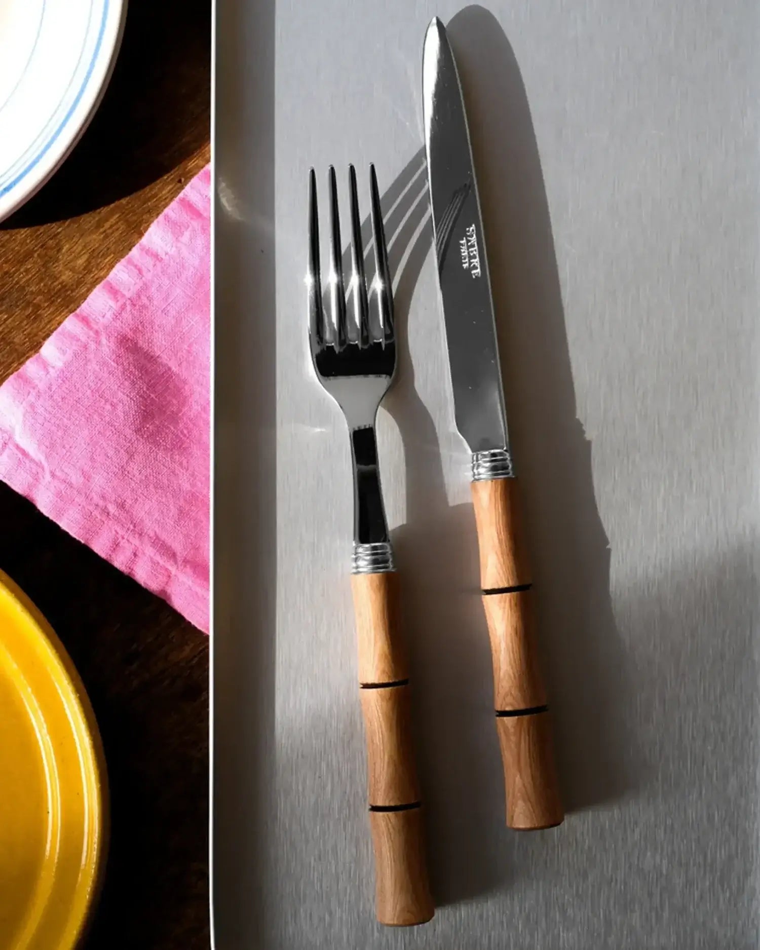 Sabre Paris Bamboo 5-piece stainless steel cutlery set with wood handles - Buy now on ShopDecor - Discover the best products by SABRE PARIS design