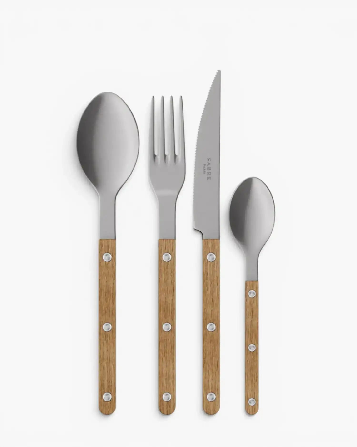 Sabre Paris Bistrot Teak 24-piece stainless steel cutlery set with wood handles Vintage steel - Buy now on ShopDecor - Discover the best products by SABRE PARIS design