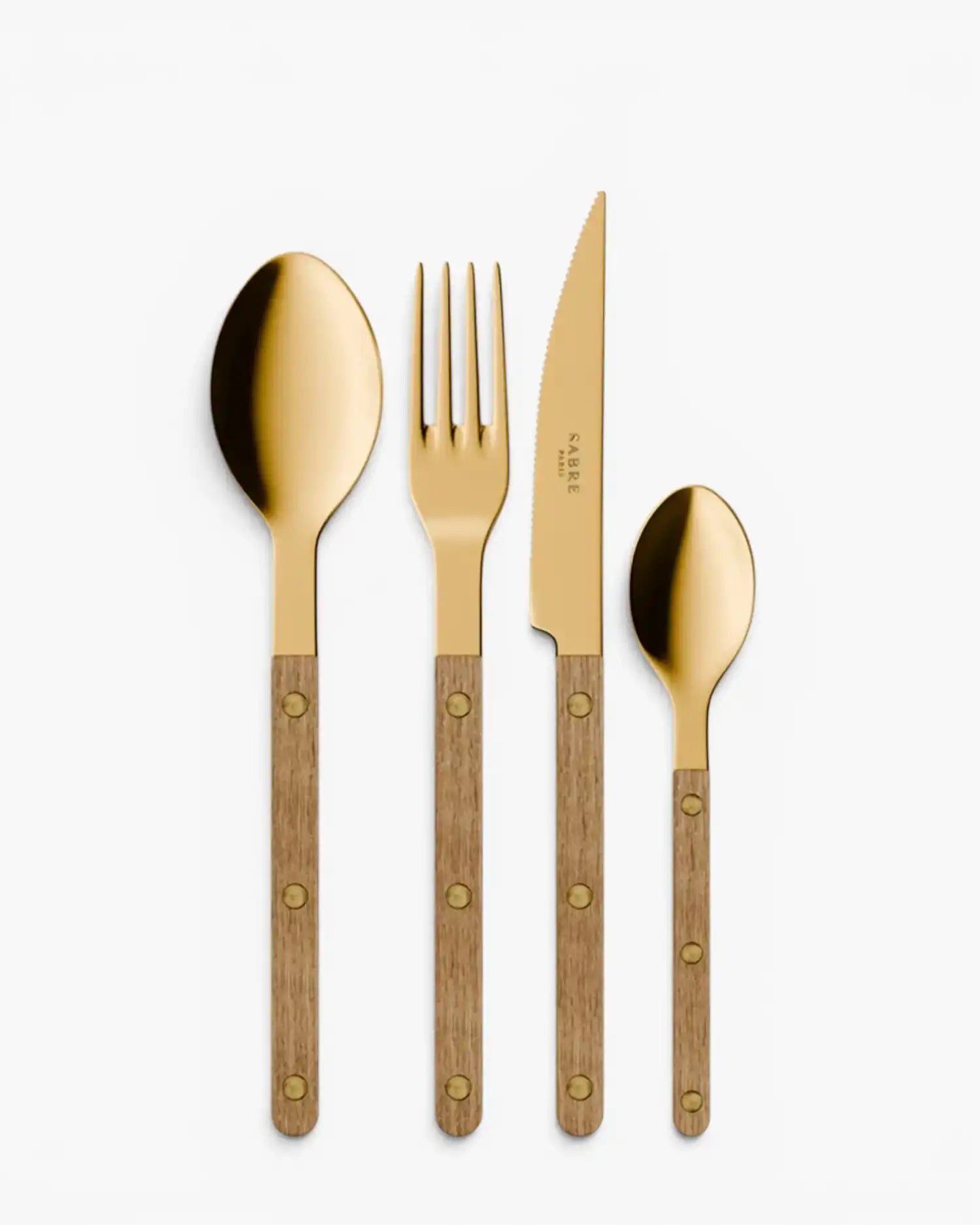 Sabre Paris Bistrot Teak 24-piece stainless steel cutlery set with wood handles Gold - Buy now on ShopDecor - Discover the best products by SABRE PARIS design