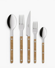 Sabre Paris Bistrot Teak 5-piece stainless steel cutlery set with wood handles Polished steel - Buy now on ShopDecor - Discover the best products by SABRE PARIS design