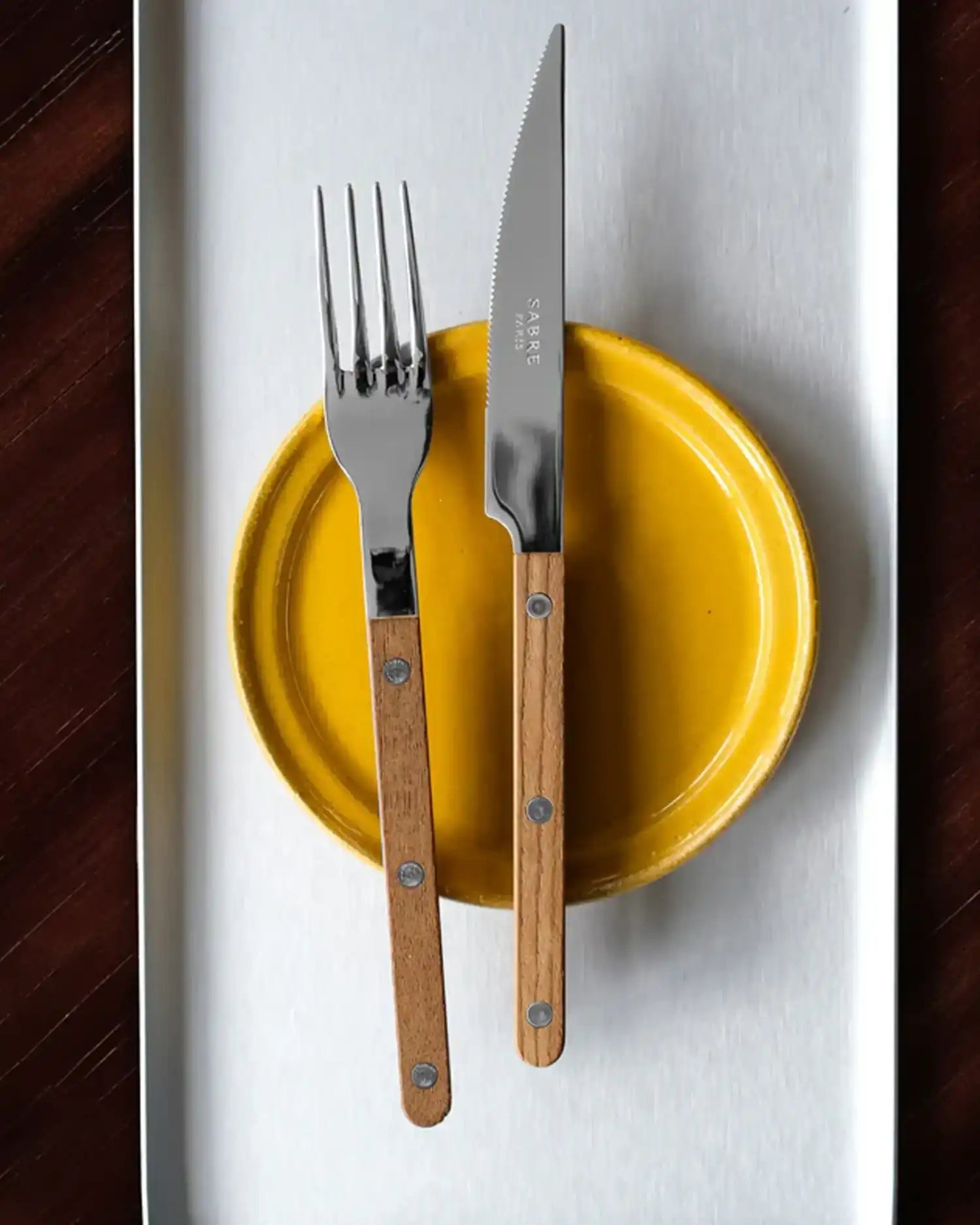 Sabre Paris Bistrot Teak 5-piece stainless steel cutlery set with wood handles - Buy now on ShopDecor - Discover the best products by SABRE PARIS design