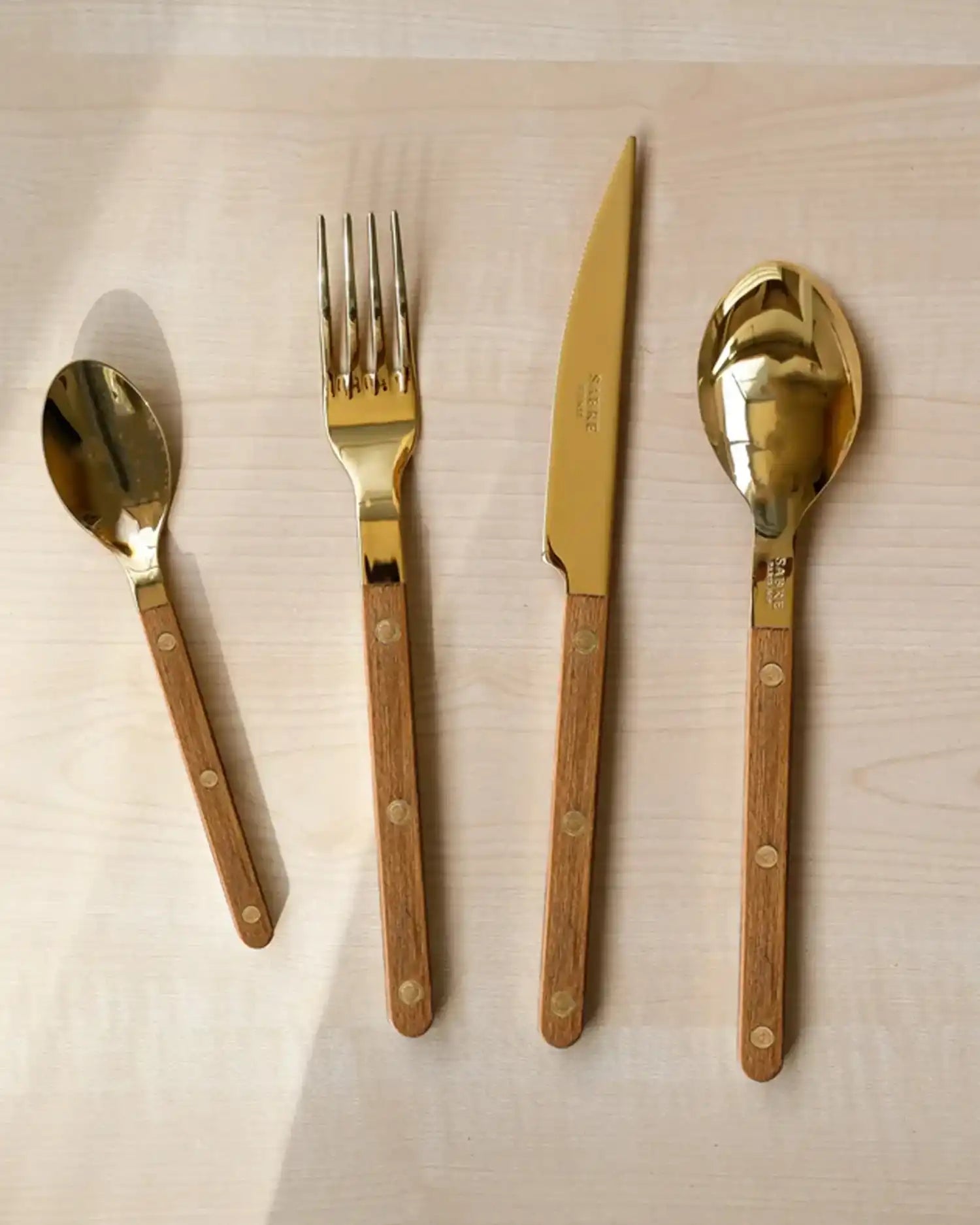 Sabre Paris Bistrot Teak 5-piece stainless steel cutlery set with wood handles - Buy now on ShopDecor - Discover the best products by SABRE PARIS design