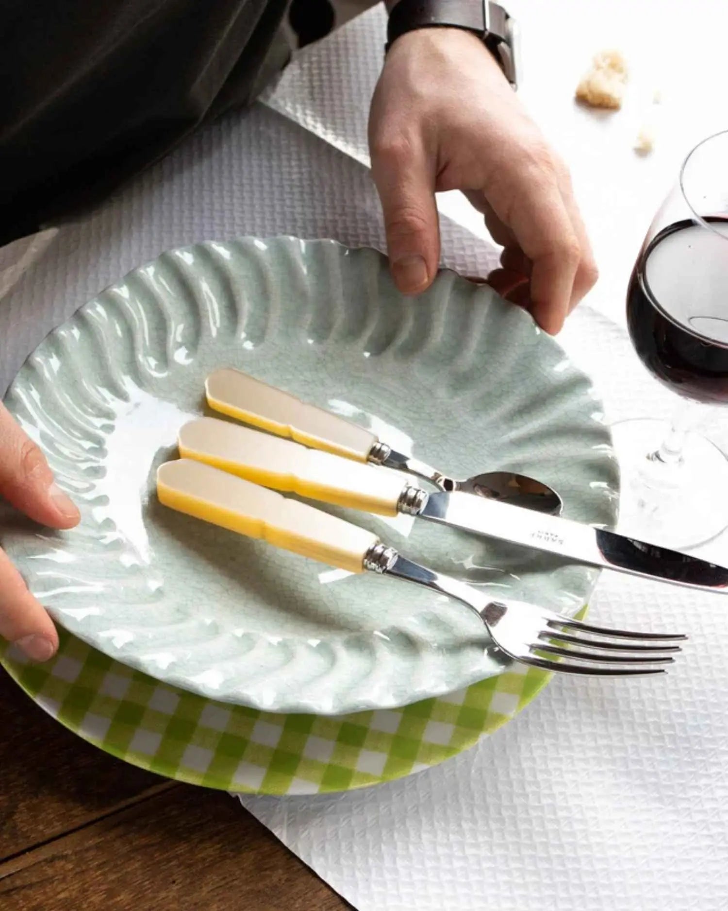 Sabre Paris Gustave stainless steel dessert fork with acrylic handle - Buy now on ShopDecor - Discover the best products by SABRE PARIS design