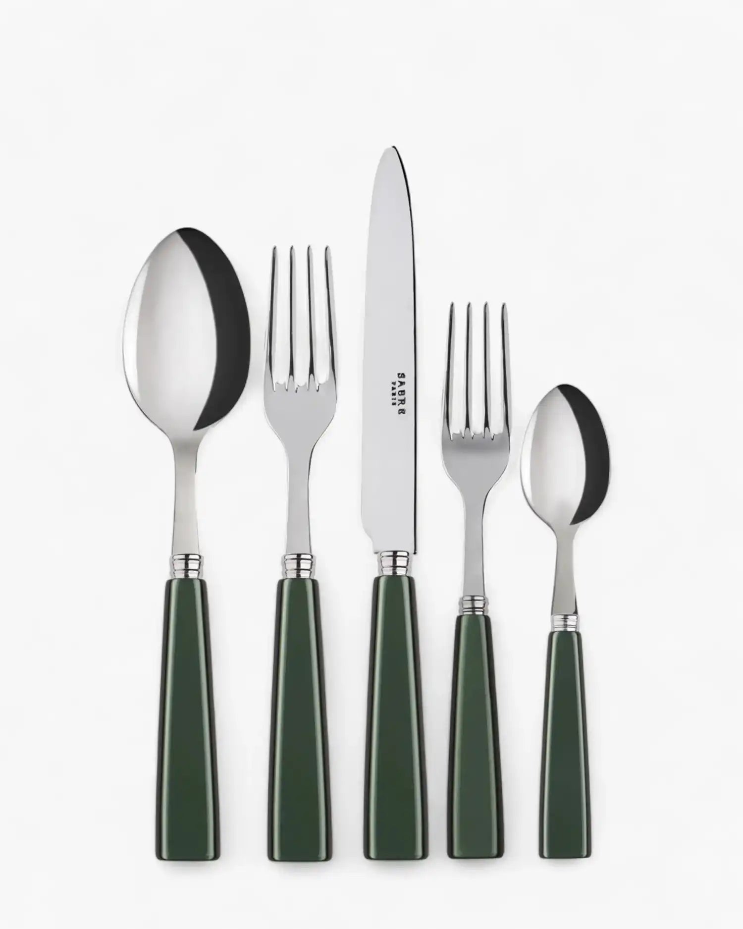 Sabre Paris Icône 5-piece stainless steel cutlery set with acrylic handles Sabre Paris Dark Green - Buy now on ShopDecor - Discover the best products by SABRE PARIS design