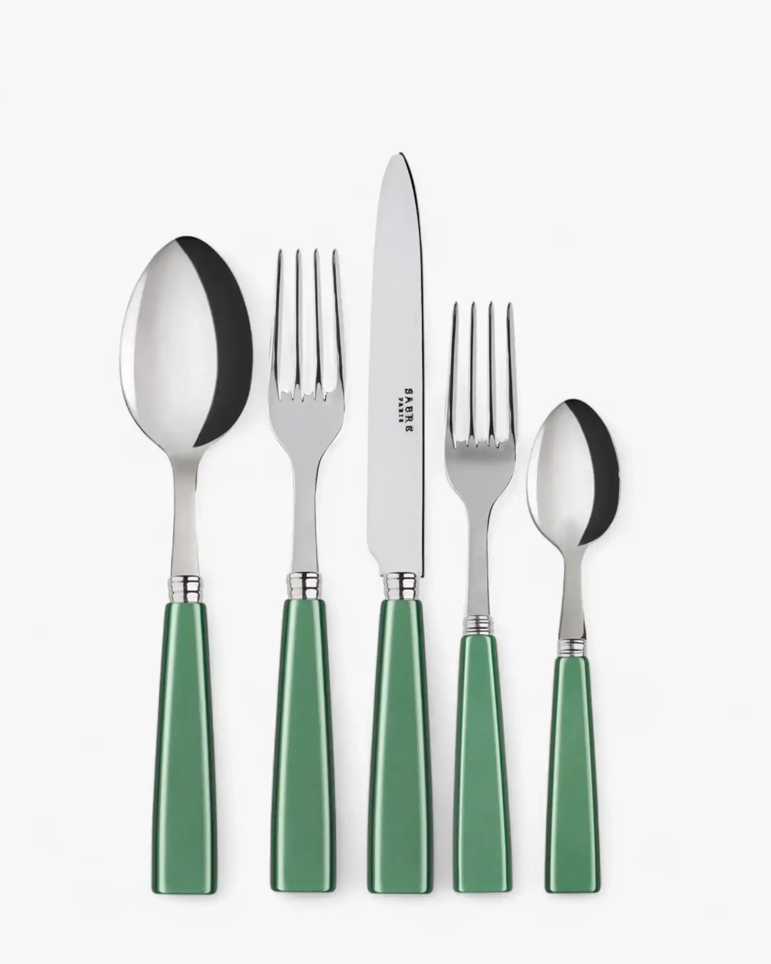Sabre Paris Icône 5-piece stainless steel cutlery set with acrylic handles Sabre Paris Garden Green - Buy now on ShopDecor - Discover the best products by SABRE PARIS design