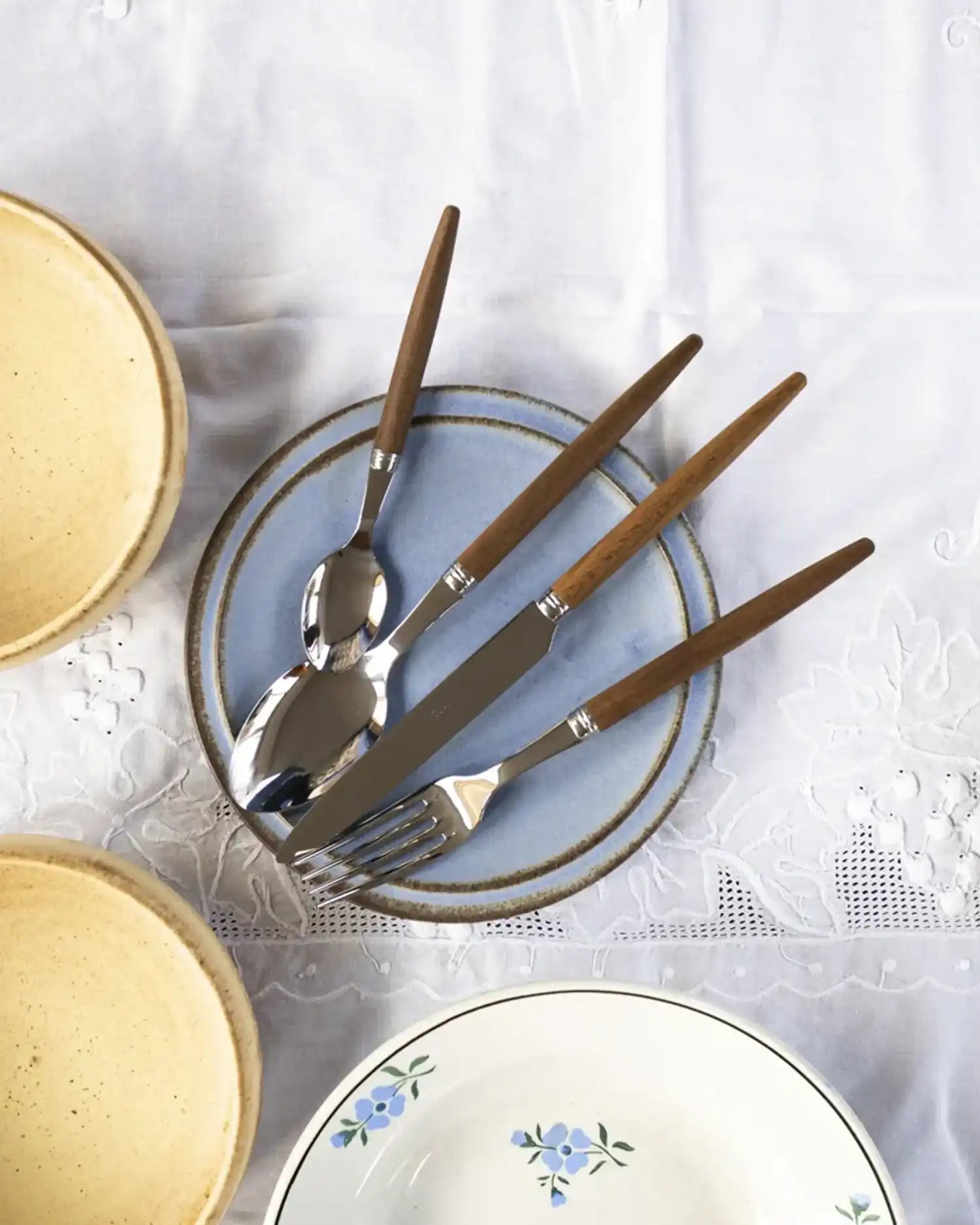 Sabre Paris Jonc stainless steel dessert fork with wood handle - Buy now on ShopDecor - Discover the best products by SABRE PARIS design