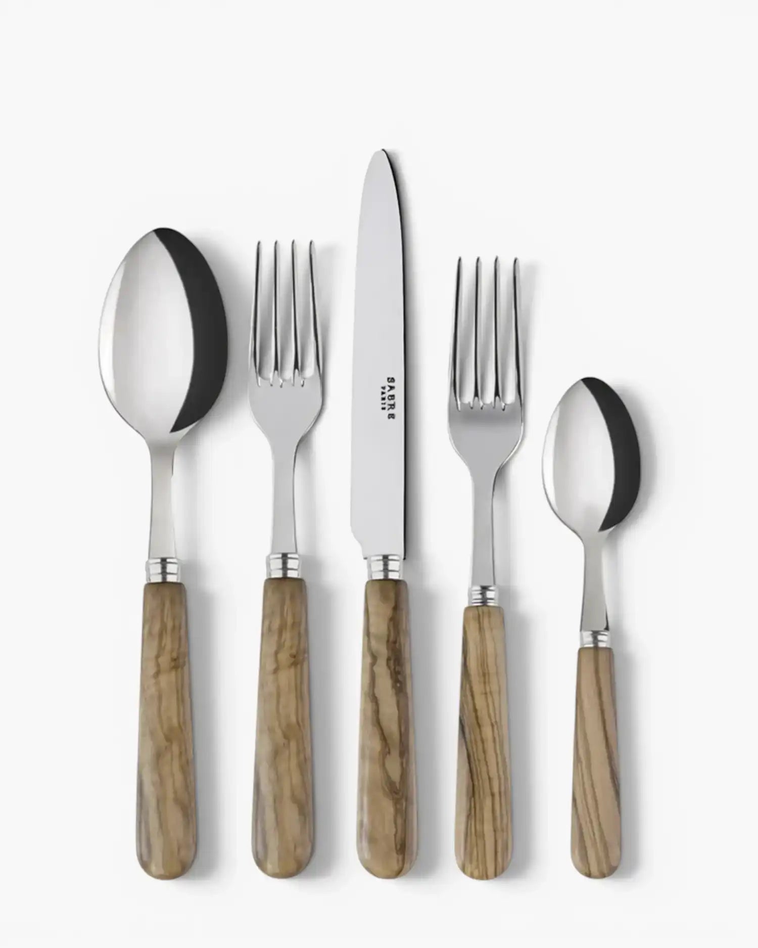 Sabre Paris Lavandou 5-piece stainless steel cutlery set with olive tree wood handles Sabre Paris Olive tree wood - Buy now on ShopDecor - Discover the best products by SABRE PARIS design