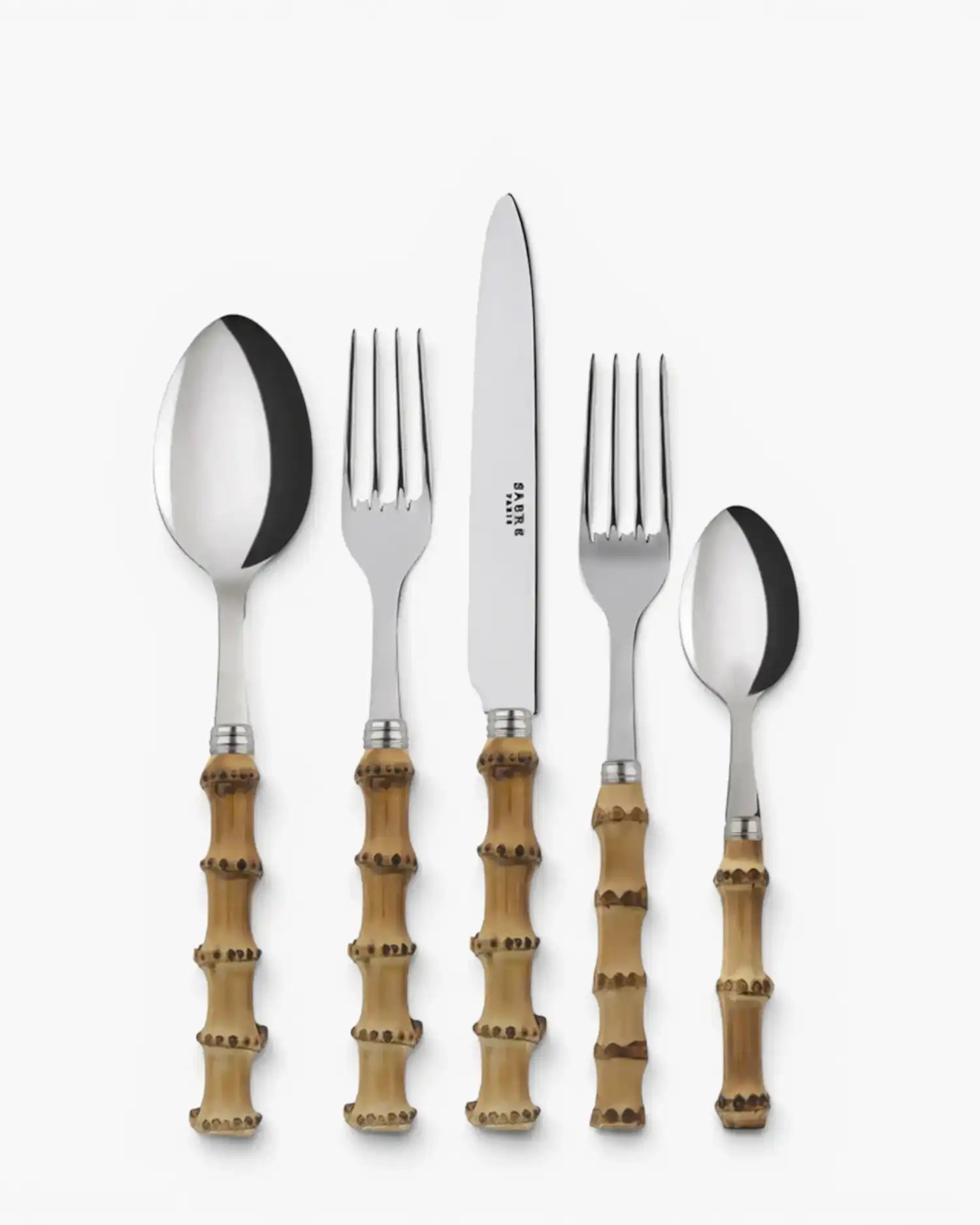 Sabre Paris Panda 5-piece stainless steel cutlery set with bamboo handles Bamboo - Buy now on ShopDecor - Discover the best products by SABRE PARIS design