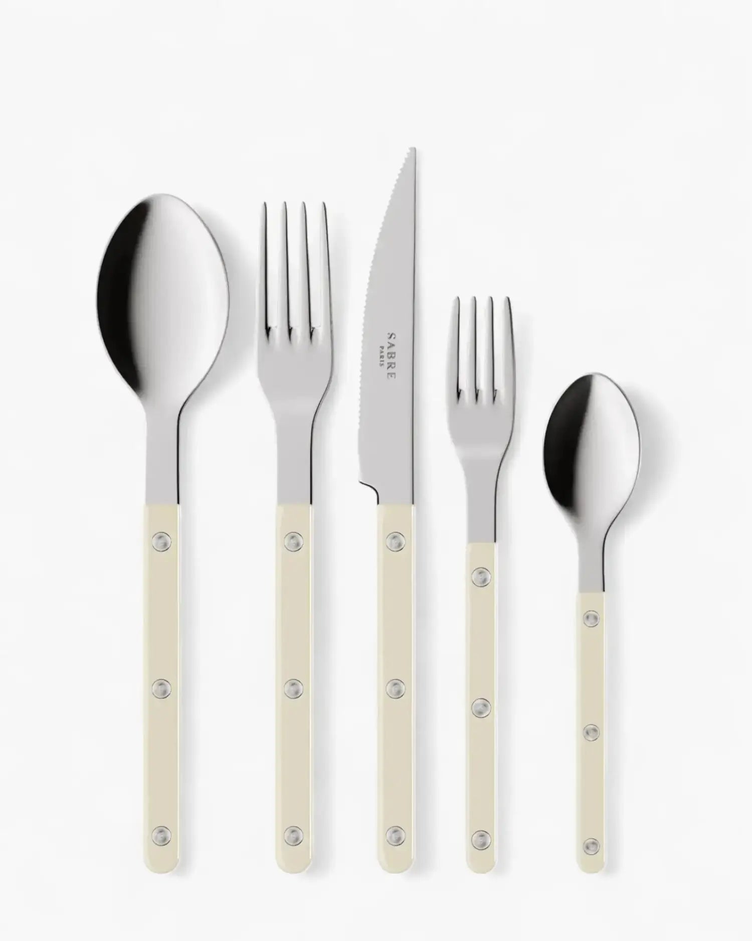 Sabre Paris Bistrot Shiny 5-piece stainless steel cutlery set with nylon handles Sabre Paris Ivory - Buy now on ShopDecor - Discover the best products by SABRE PARIS design