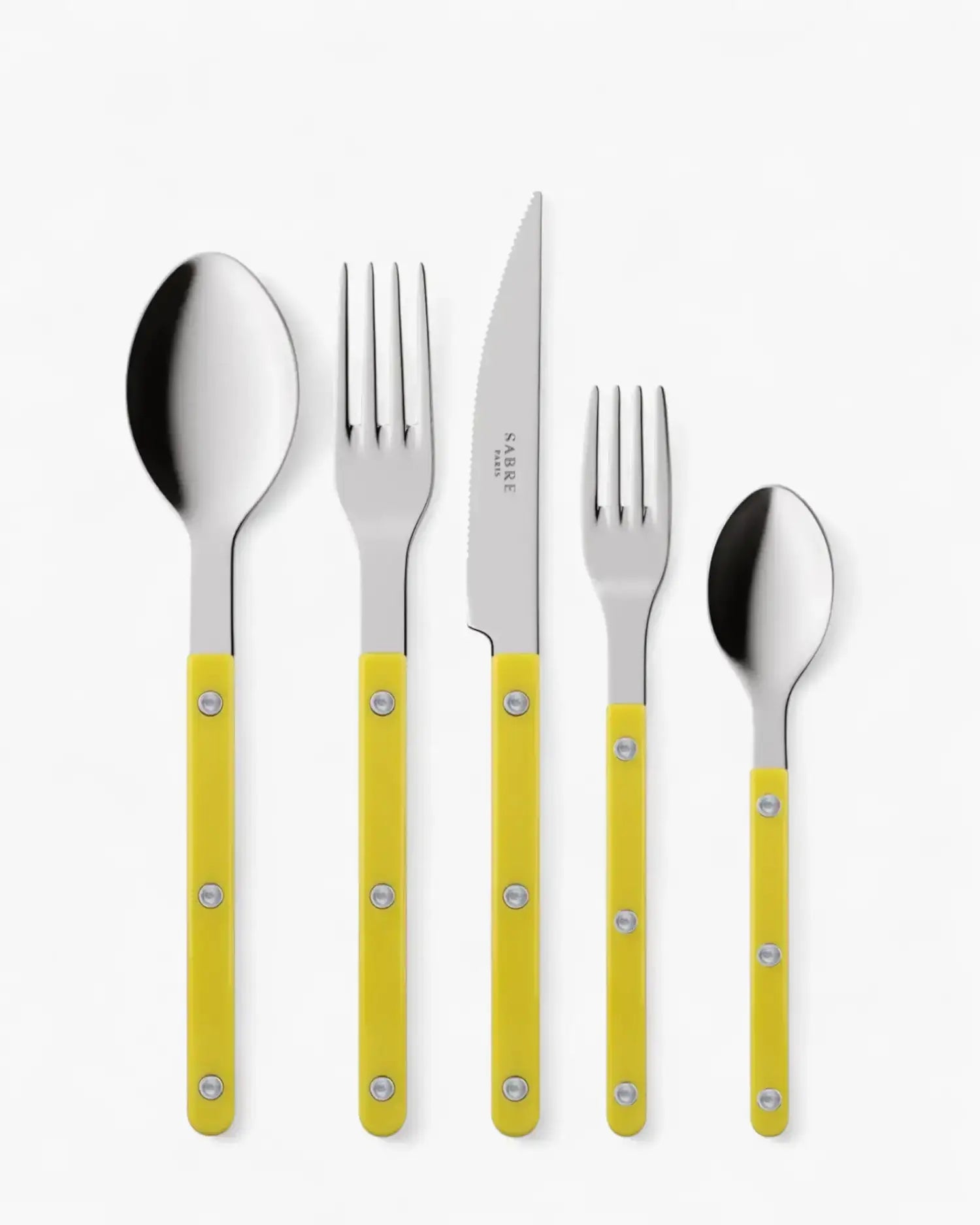 Sabre Paris Bistrot Shiny 5-piece stainless steel cutlery set with nylon handles Sabre Paris Yellow - Buy now on ShopDecor - Discover the best products by SABRE PARIS design