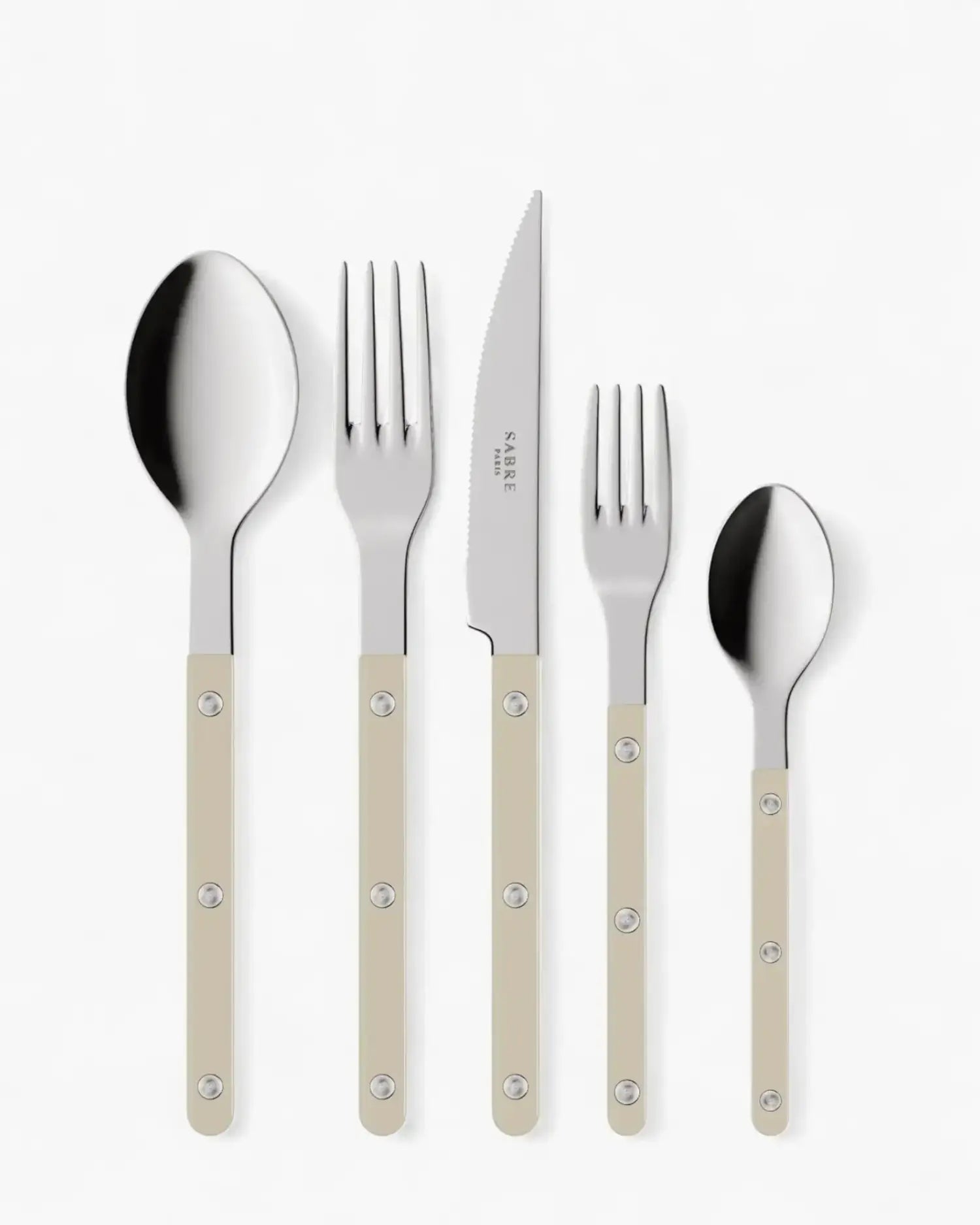 Sabre Paris Bistrot Shiny 5-piece stainless steel cutlery set with nylon handles Sabre Paris Light Kaki - Buy now on ShopDecor - Discover the best products by SABRE PARIS design