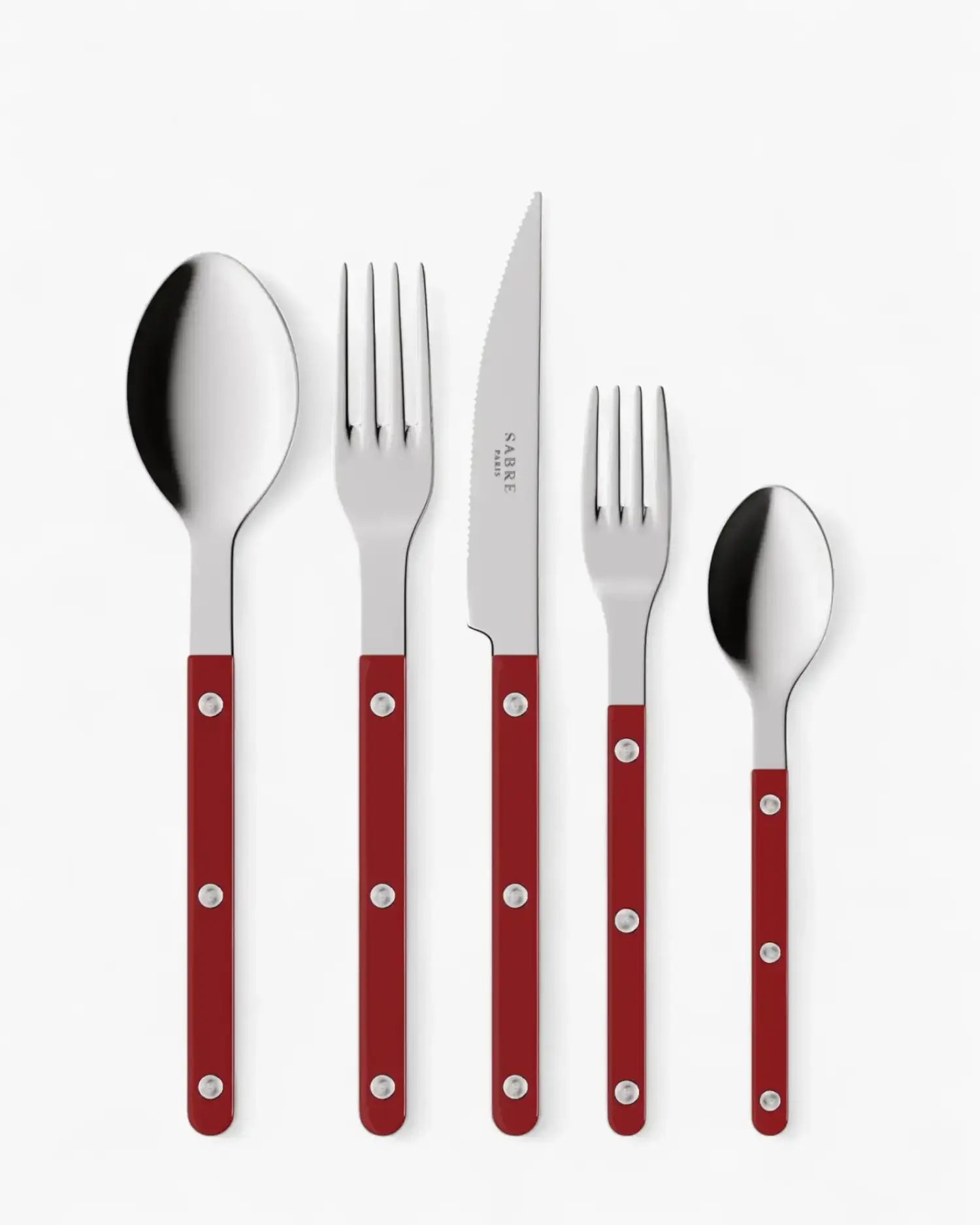 Sabre Paris Bistrot Shiny 5-piece stainless steel cutlery set with nylon handles Sabre Paris Burgundy - Buy now on ShopDecor - Discover the best products by SABRE PARIS design