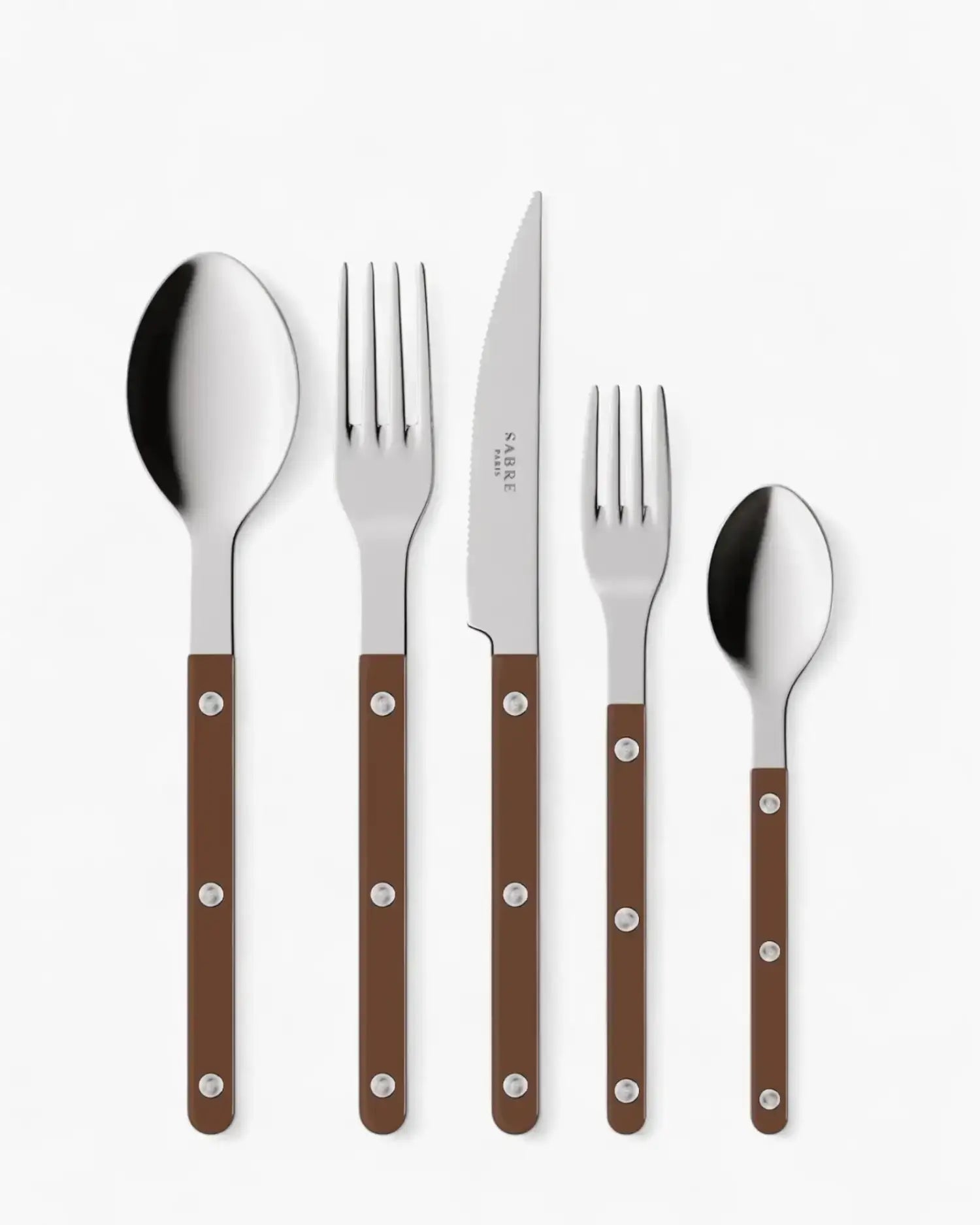 Sabre Paris Bistrot Shiny 5-piece stainless steel cutlery set with nylon handles Sabre Paris Chocolate - Buy now on ShopDecor - Discover the best products by SABRE PARIS design