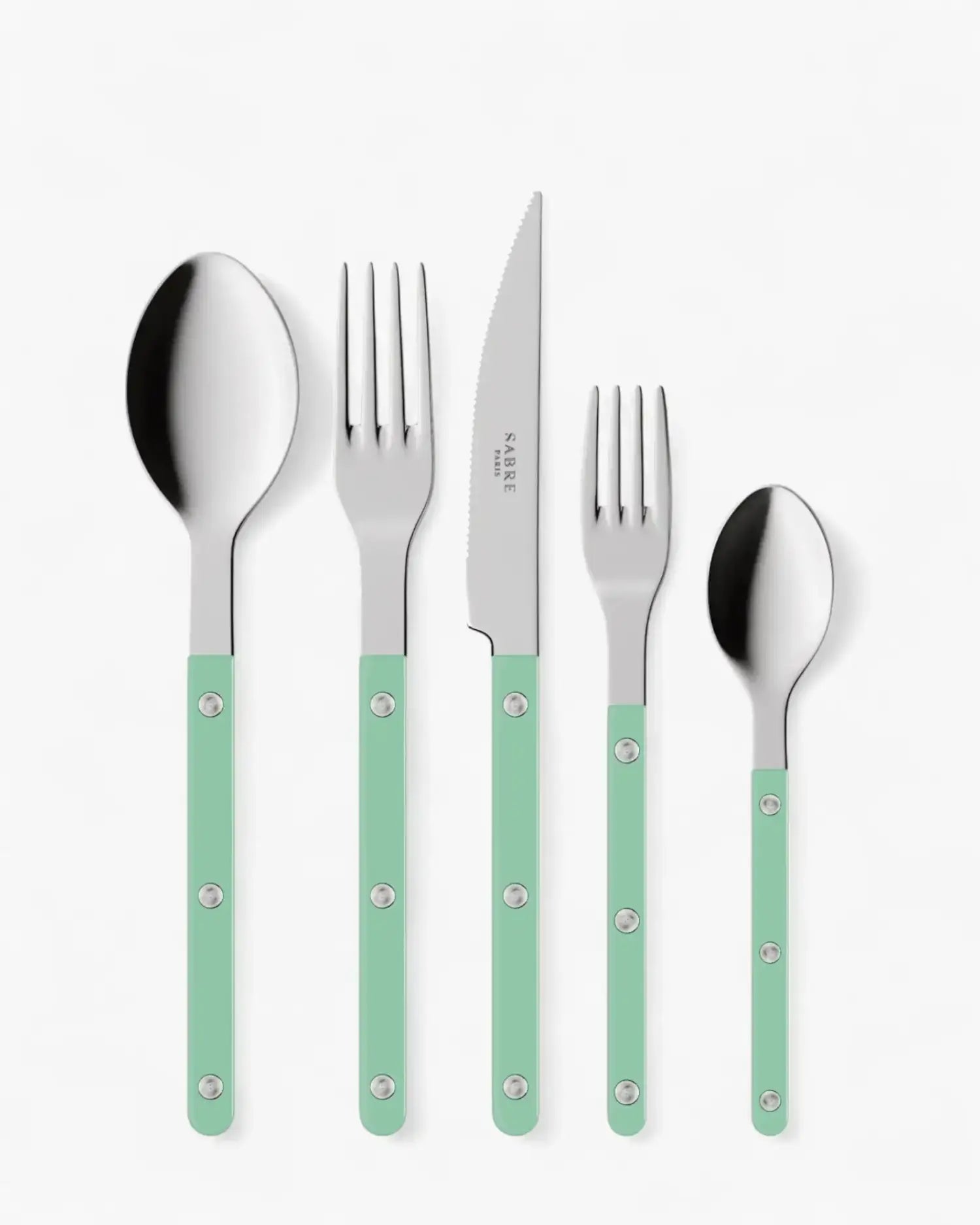 Sabre Paris Bistrot Shiny 5-piece stainless steel cutlery set with nylon handles Sabre Paris Pastel Green - Buy now on ShopDecor - Discover the best products by SABRE PARIS design