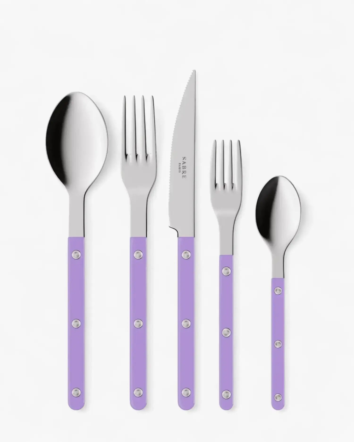 Sabre Paris Bistrot Shiny 5-piece stainless steel cutlery set with nylon handles Sabre Paris Light Purple - Buy now on ShopDecor - Discover the best products by SABRE PARIS design