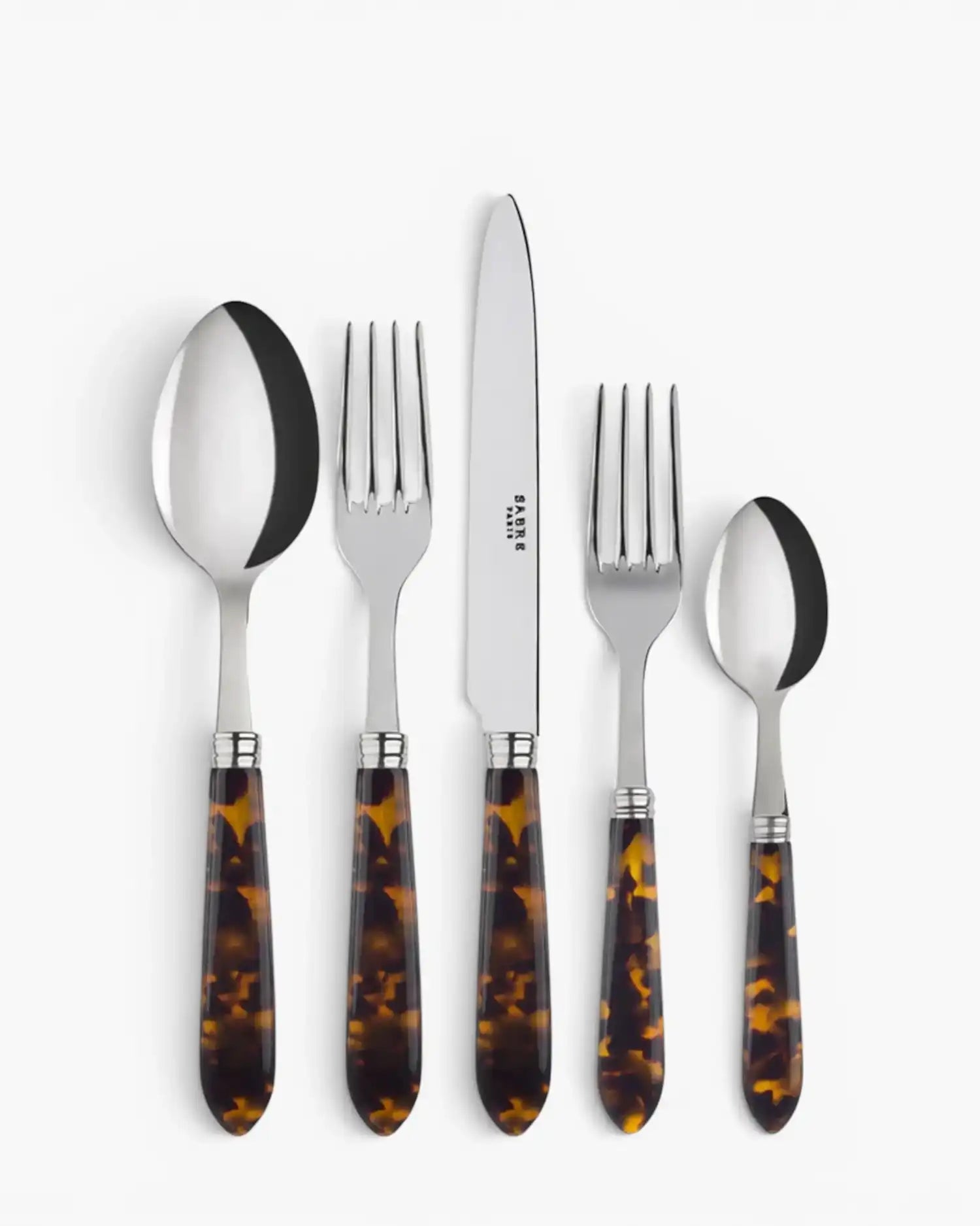 Sabre Paris Tortoise 5-piece stainless steel cutlery set with acrylic handles Sabre Paris Faux Tortoise - Buy now on ShopDecor - Discover the best products by SABRE PARIS design