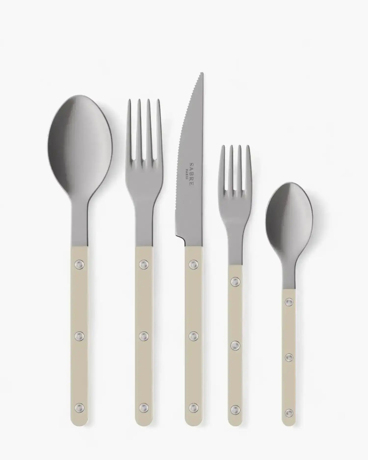Sabre Paris Bistrot Vintage 5-piece stainless steel cutlery set with nylon handles Sabre Paris Light Kaki - Buy now on ShopDecor - Discover the best products by SABRE PARIS design