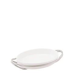 Sambonet New Living holder with oval dish Vintage steel 35 cm - 13.78 in - Buy now on ShopDecor - Discover the best products by SAMBONET design