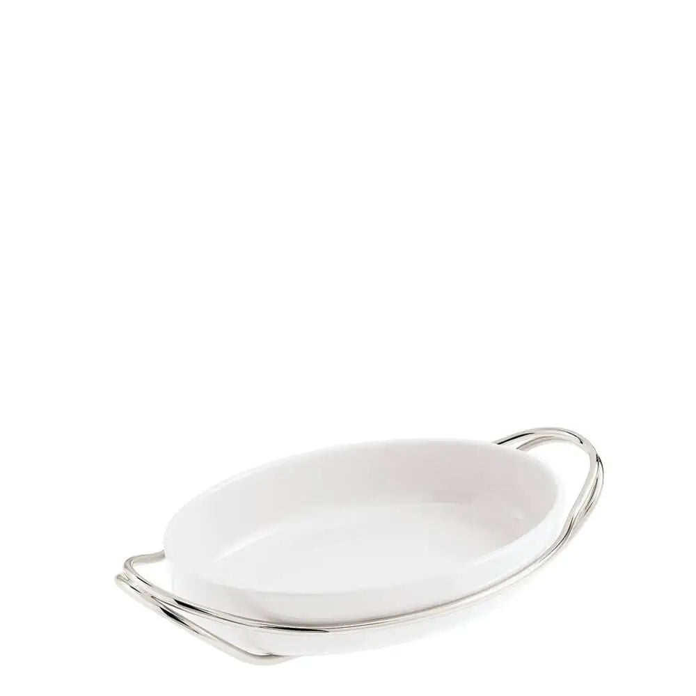 Sambonet New Living holder with oval dish Silver 35 cm - 13.78 in - Buy now on ShopDecor - Discover the best products by SAMBONET design
